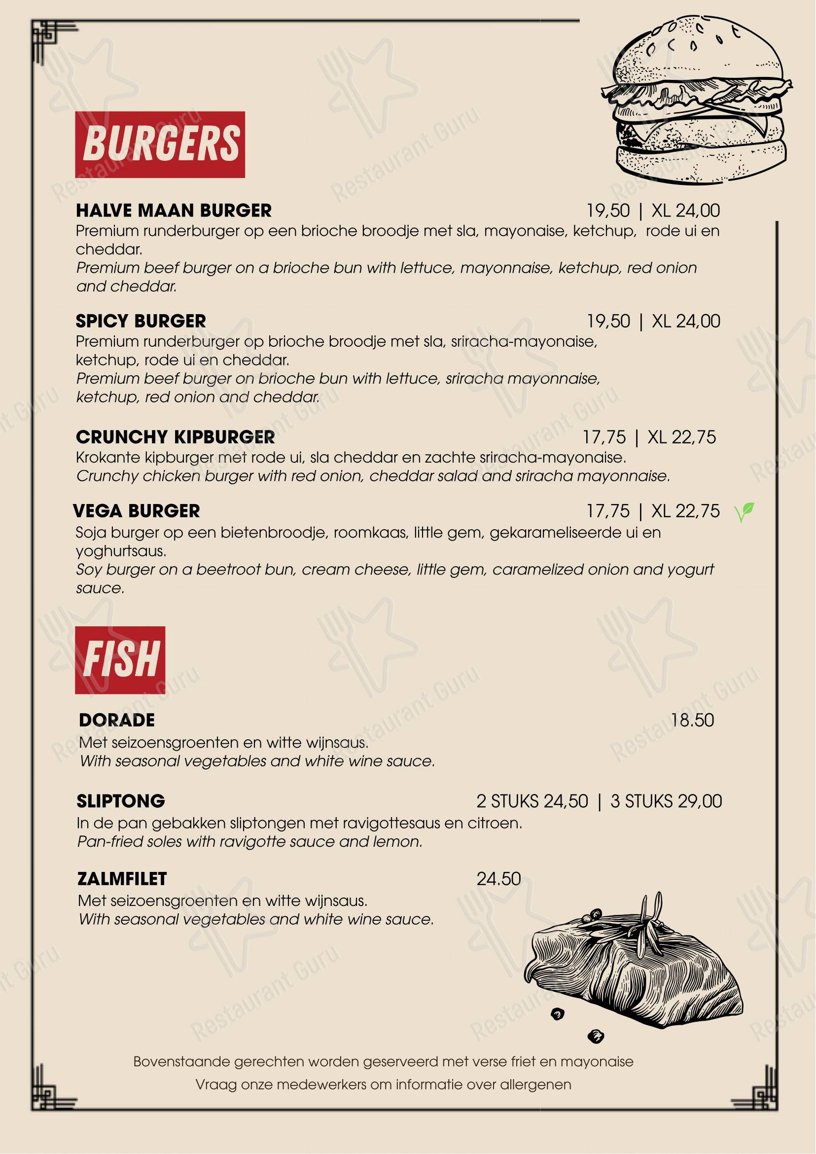 Menu pour Eetcafé De Halve Maan - Menu