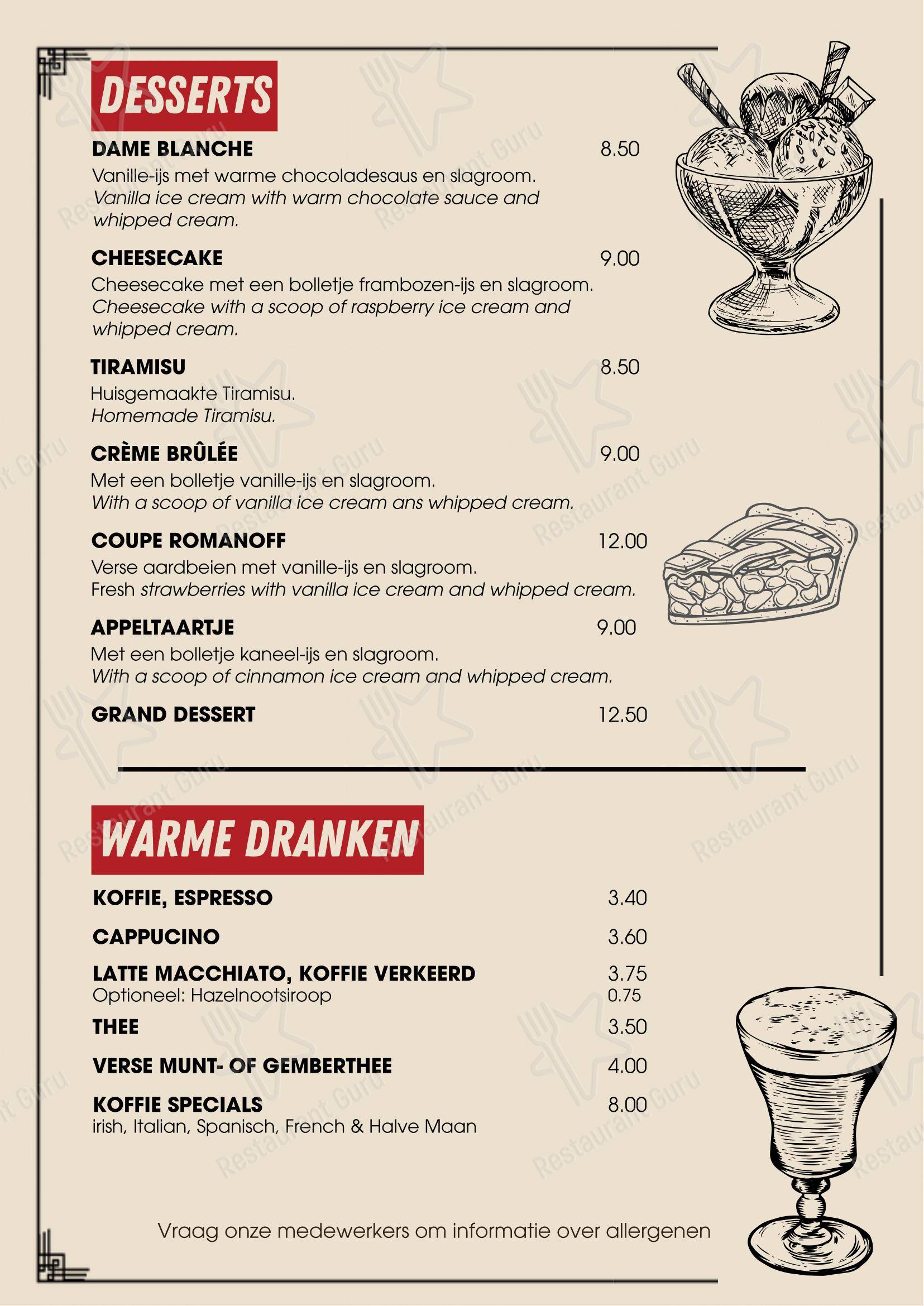 Menu pour Eetcafé De Halve Maan dans Rijswijk
