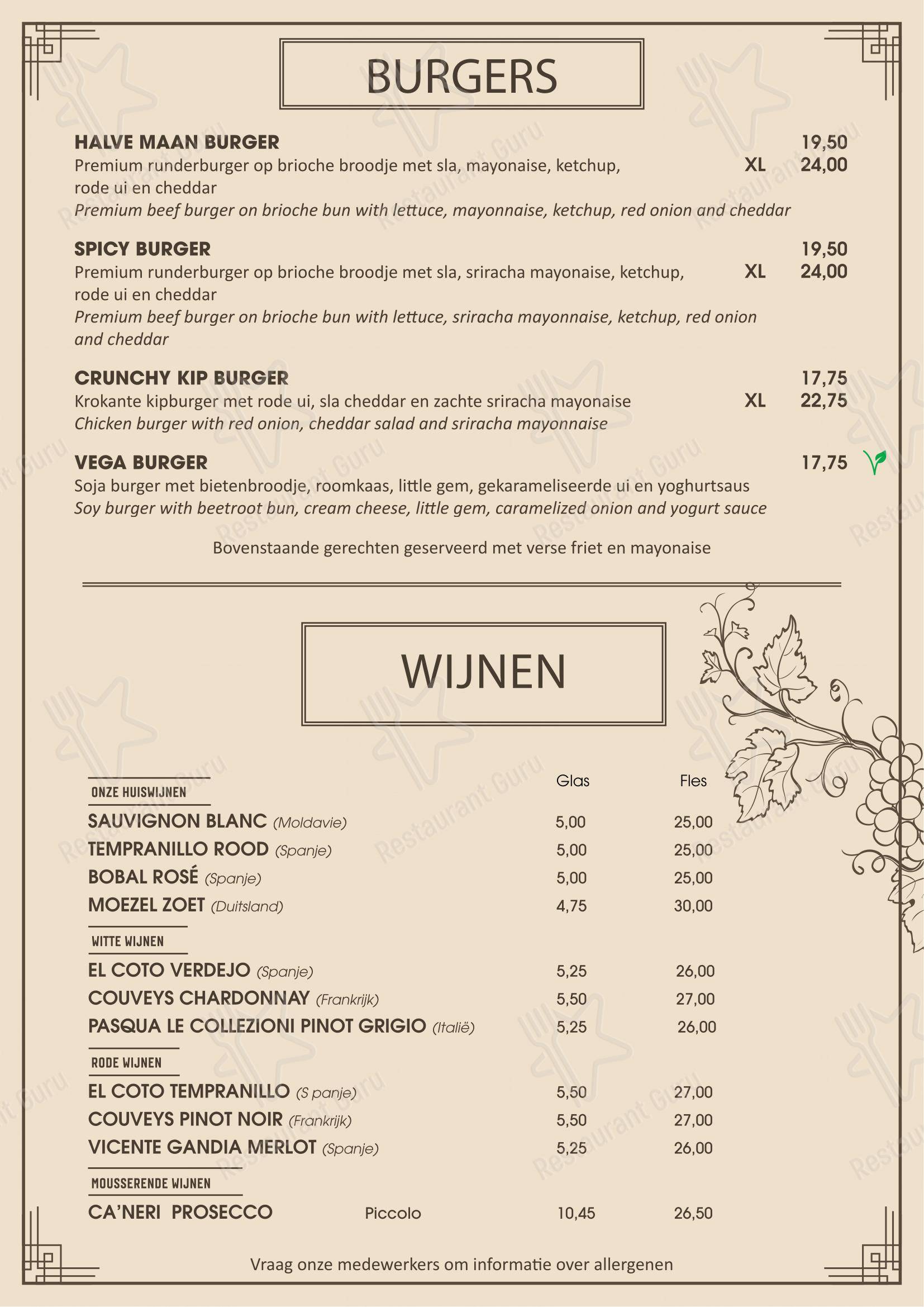 Eetcafé De Halve Maan dans Rijswijk - Menu bar