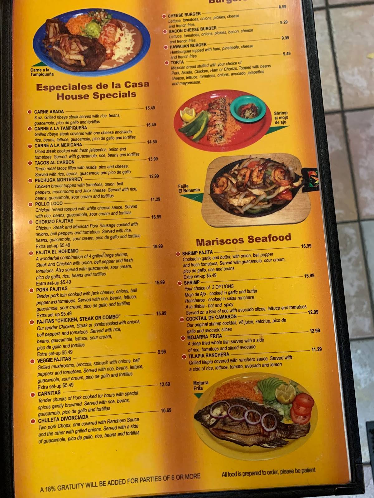 Menu At El Bohemio Mexican Restaurant Gravette St Ave Se