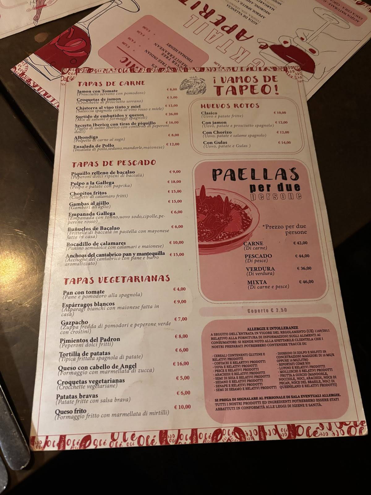 Menu di El Bonito Torino 