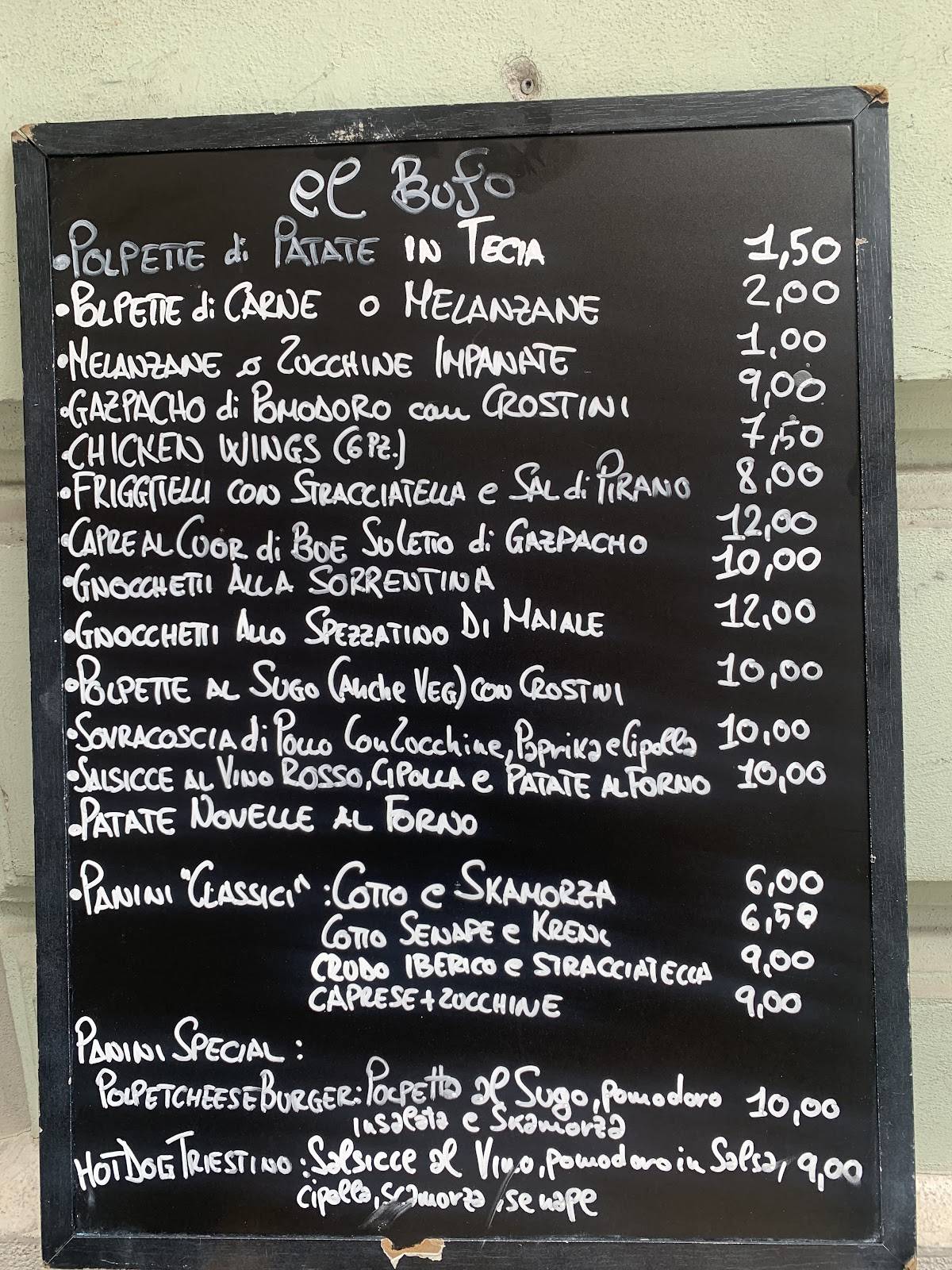 Menu di El Bufo 