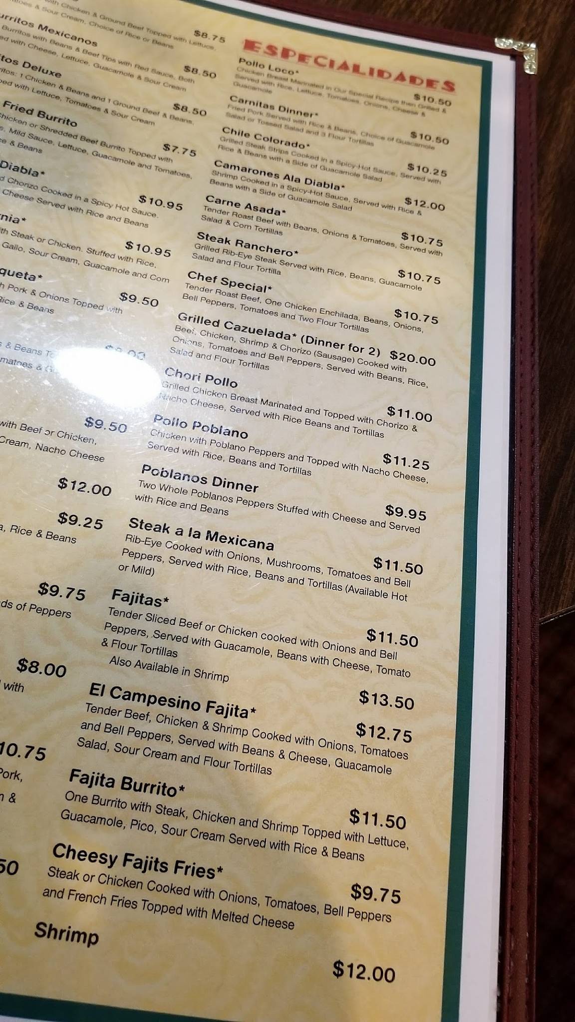 Menu At El Campesino Restaurant Canton Cleveland Ave Nw