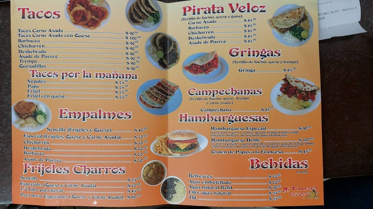 Carta del restaurante El Taco Veloz, Apodaca, José María Morelos y ...