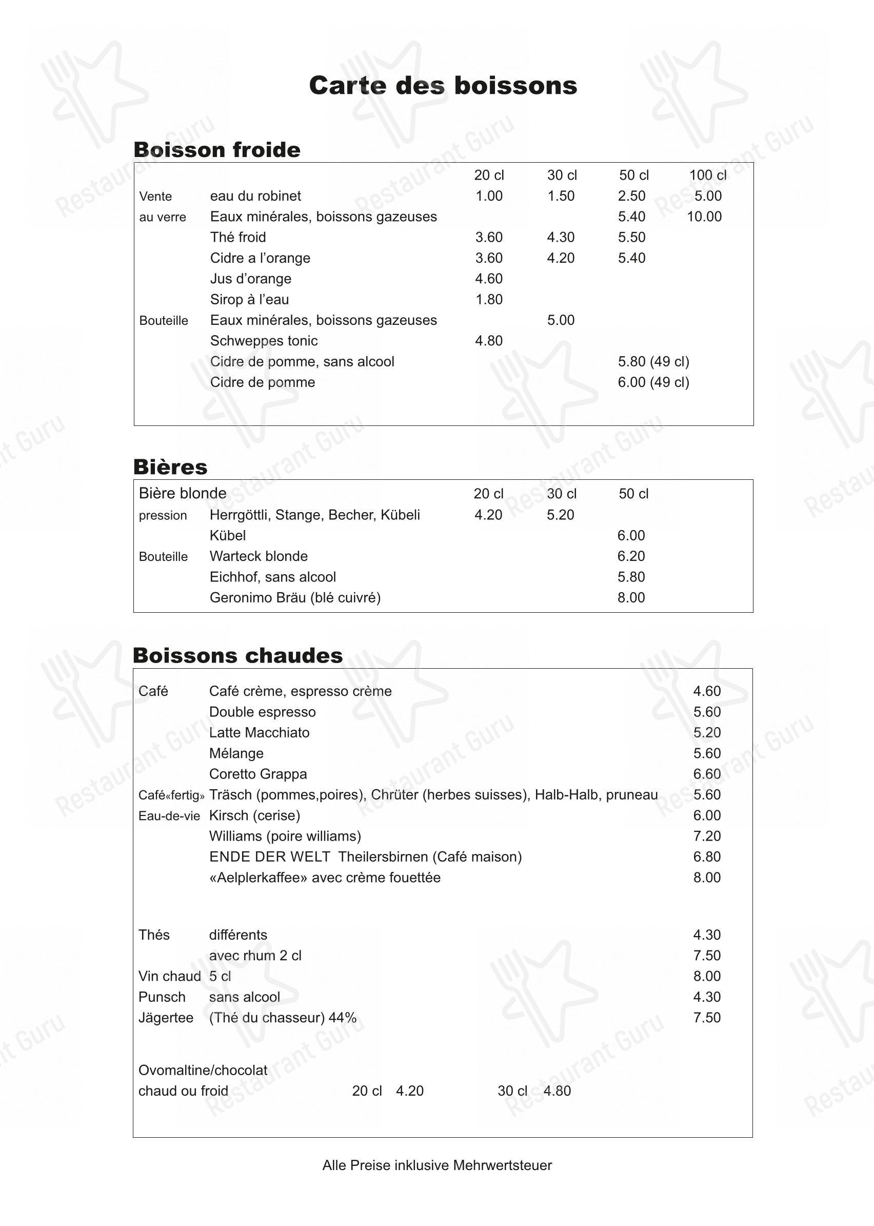 Menu di Restaurant Ende der Welt