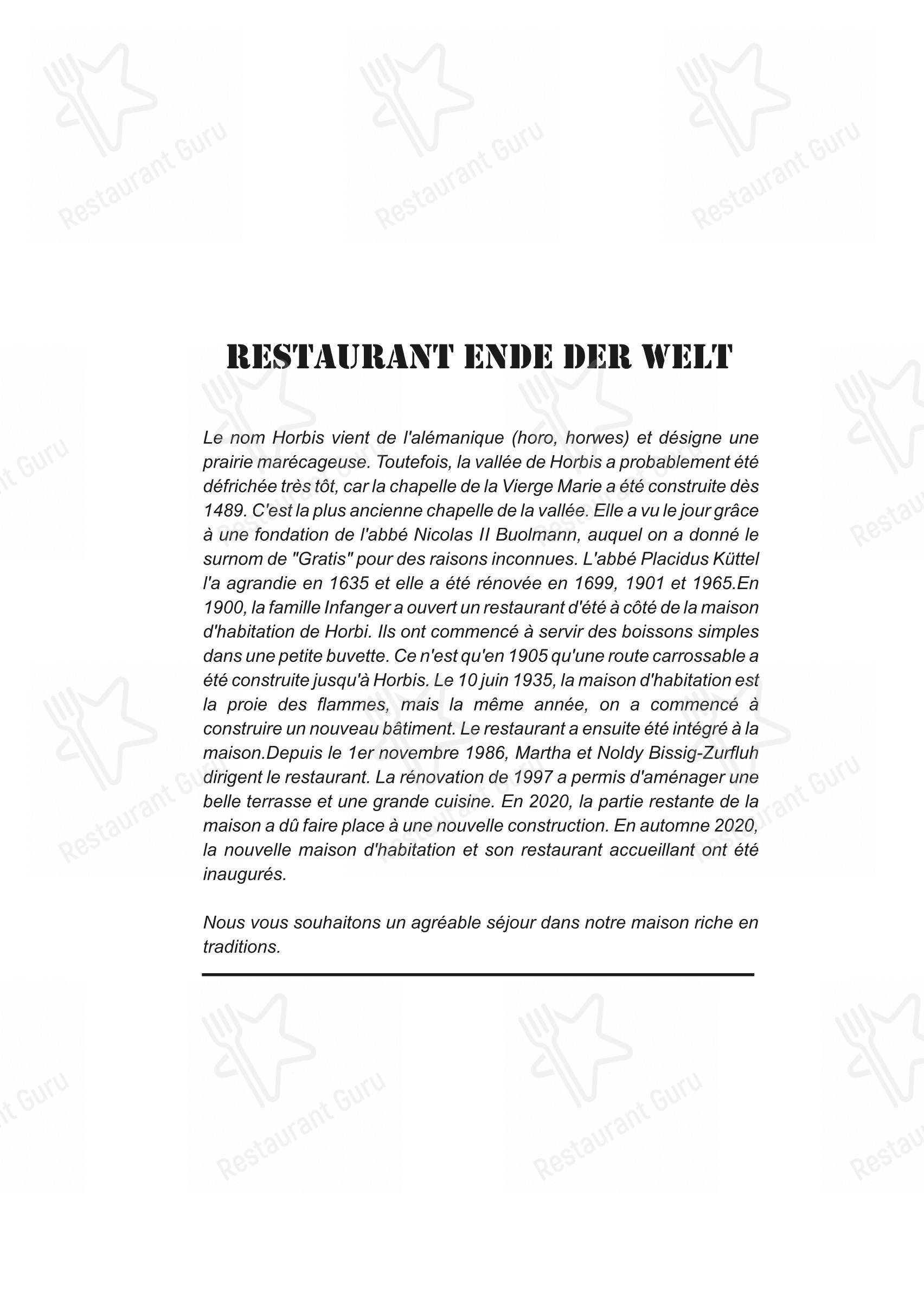Menu di Restaurant Ende der Welt - piatti e bevande