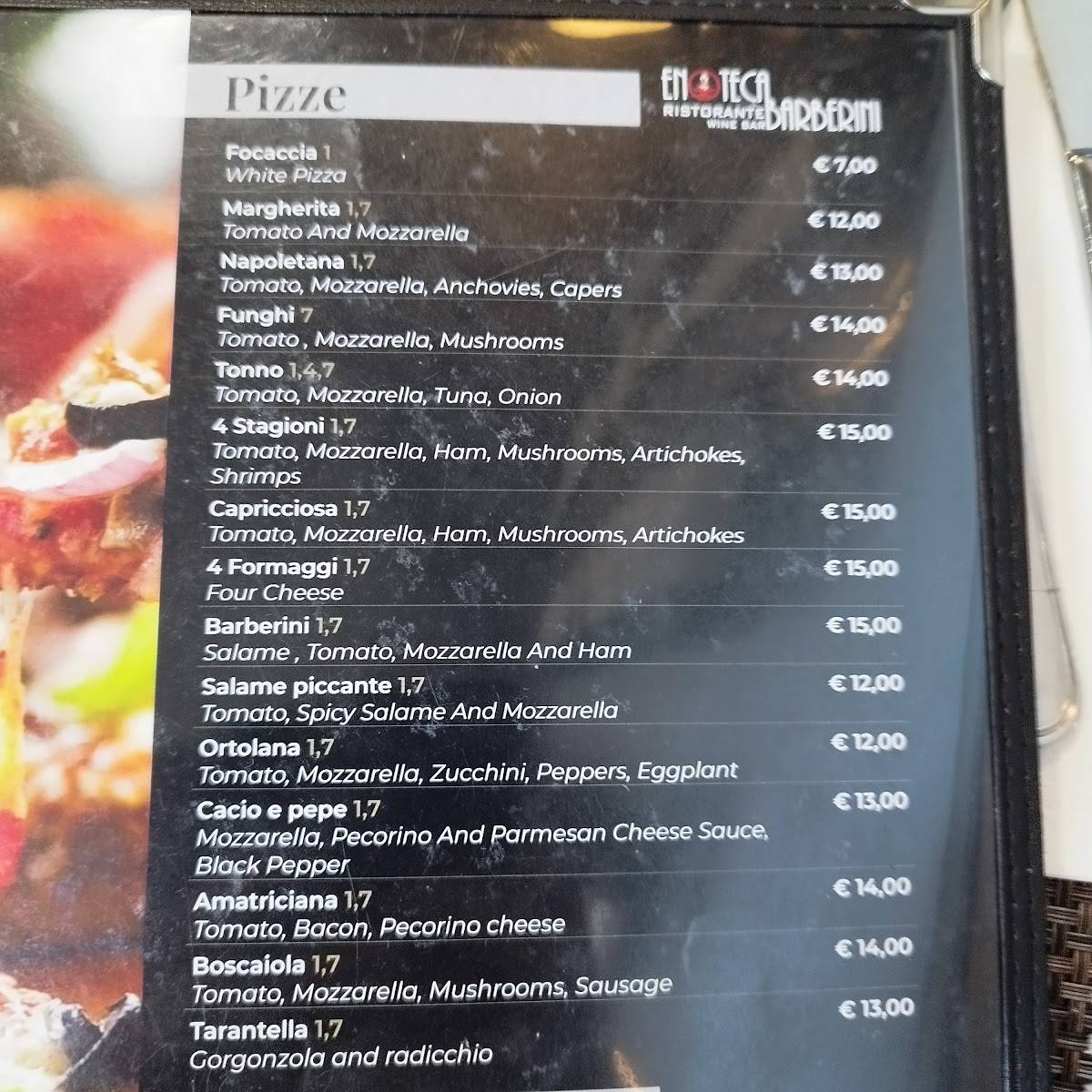 Menu di Enoteca Barberini 