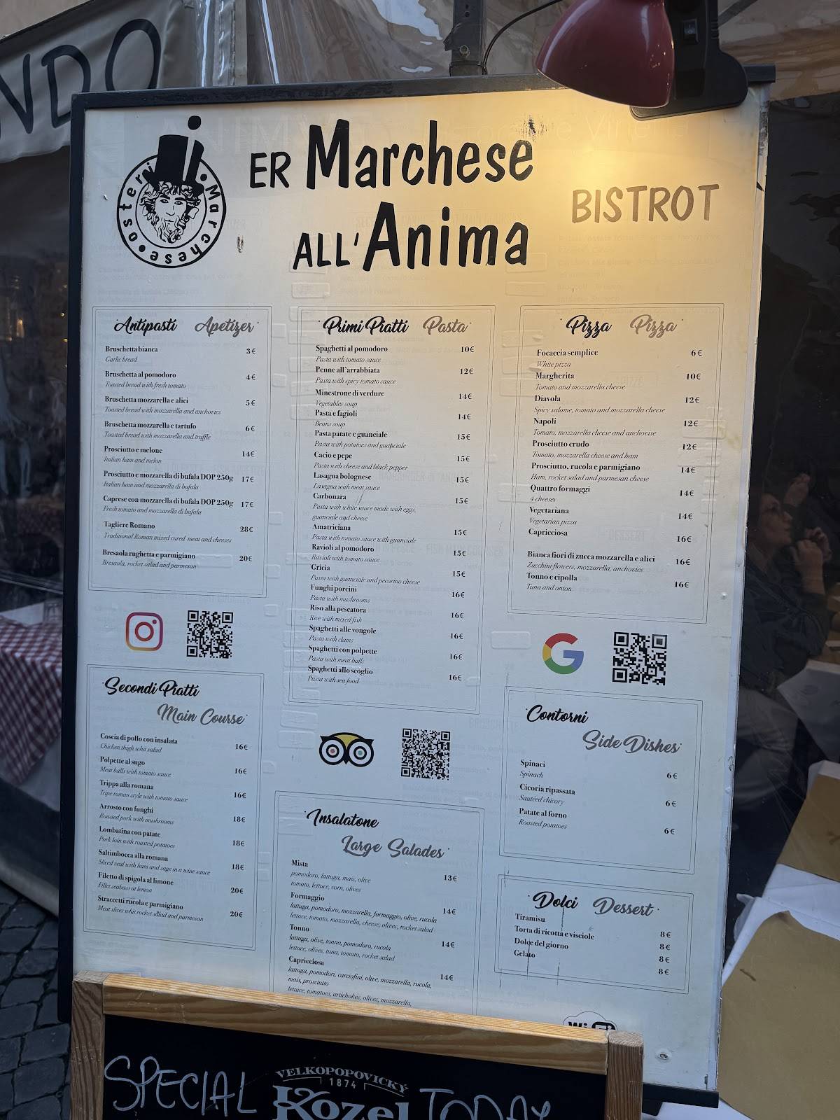 Menu di Er Marchese all’Anima 
