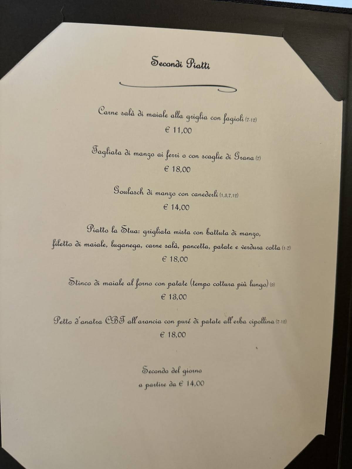Menu di La Stua SNC 