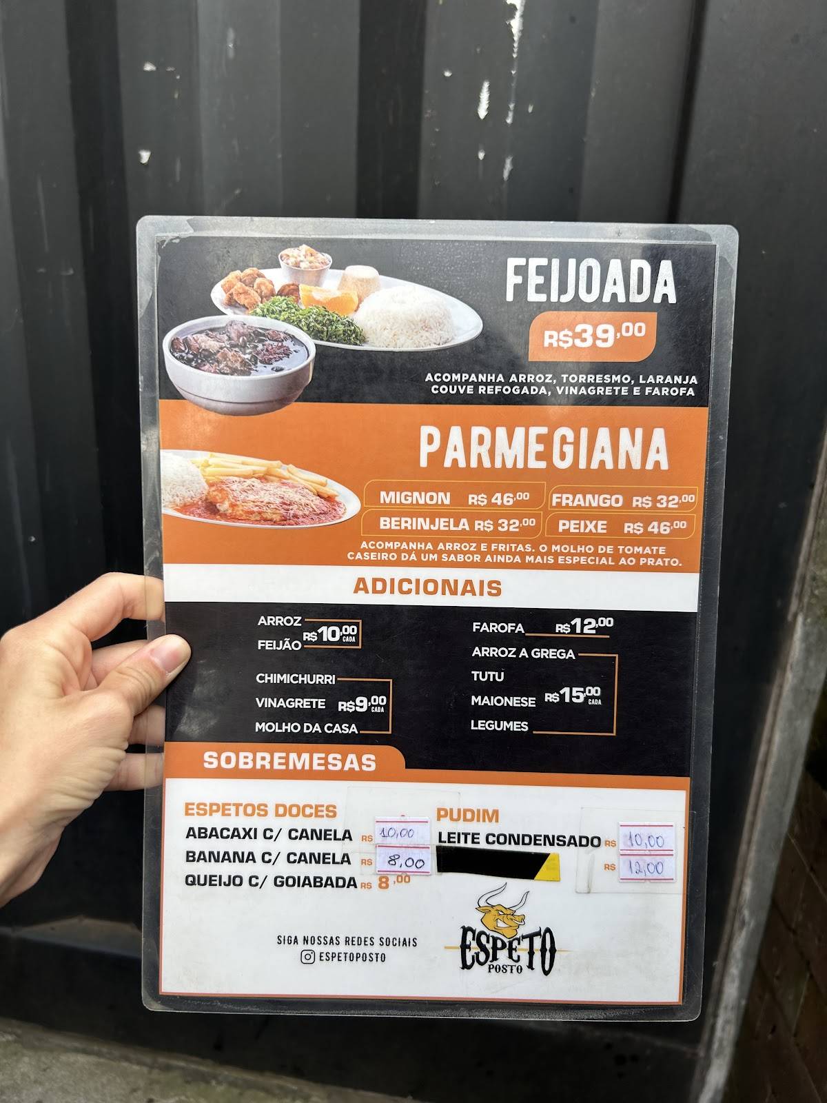 Espeto Posto cardápio