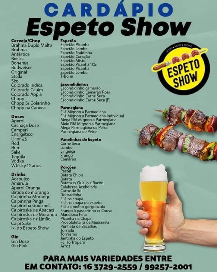 Espeto Show cardápio
