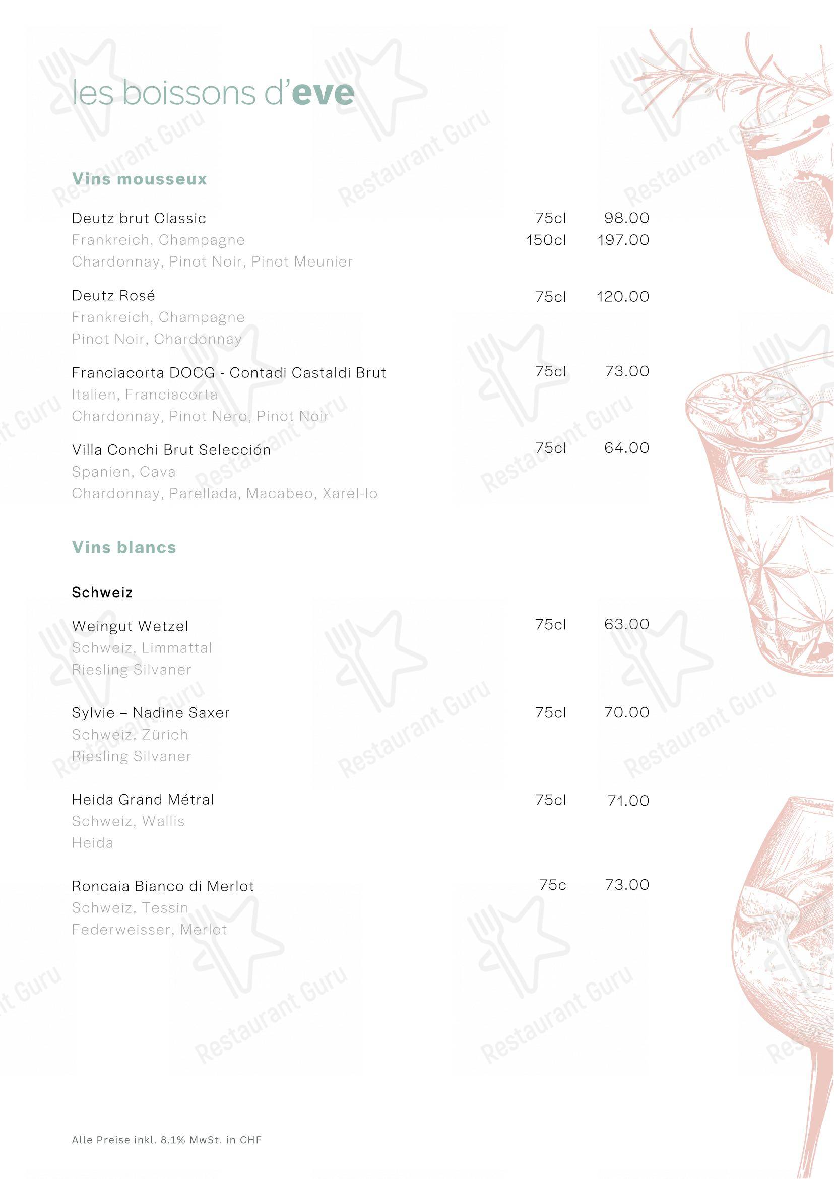 Menu bar per Eve's Kitchen ristorante