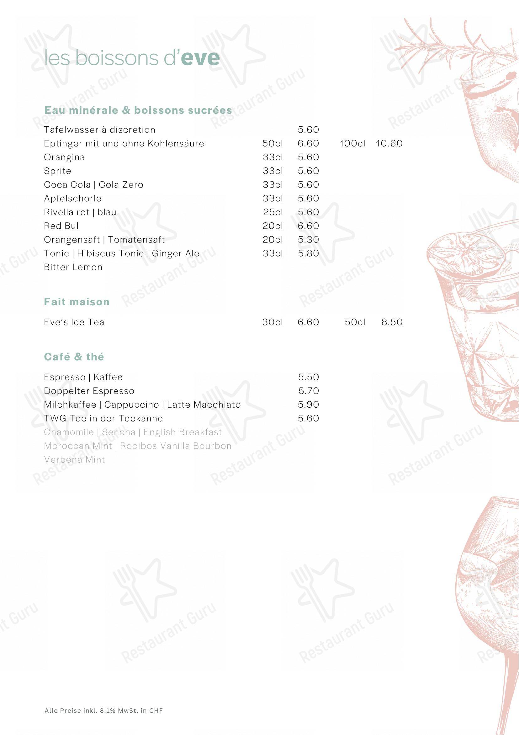 Menu bar per Eve's Kitchen ristorante