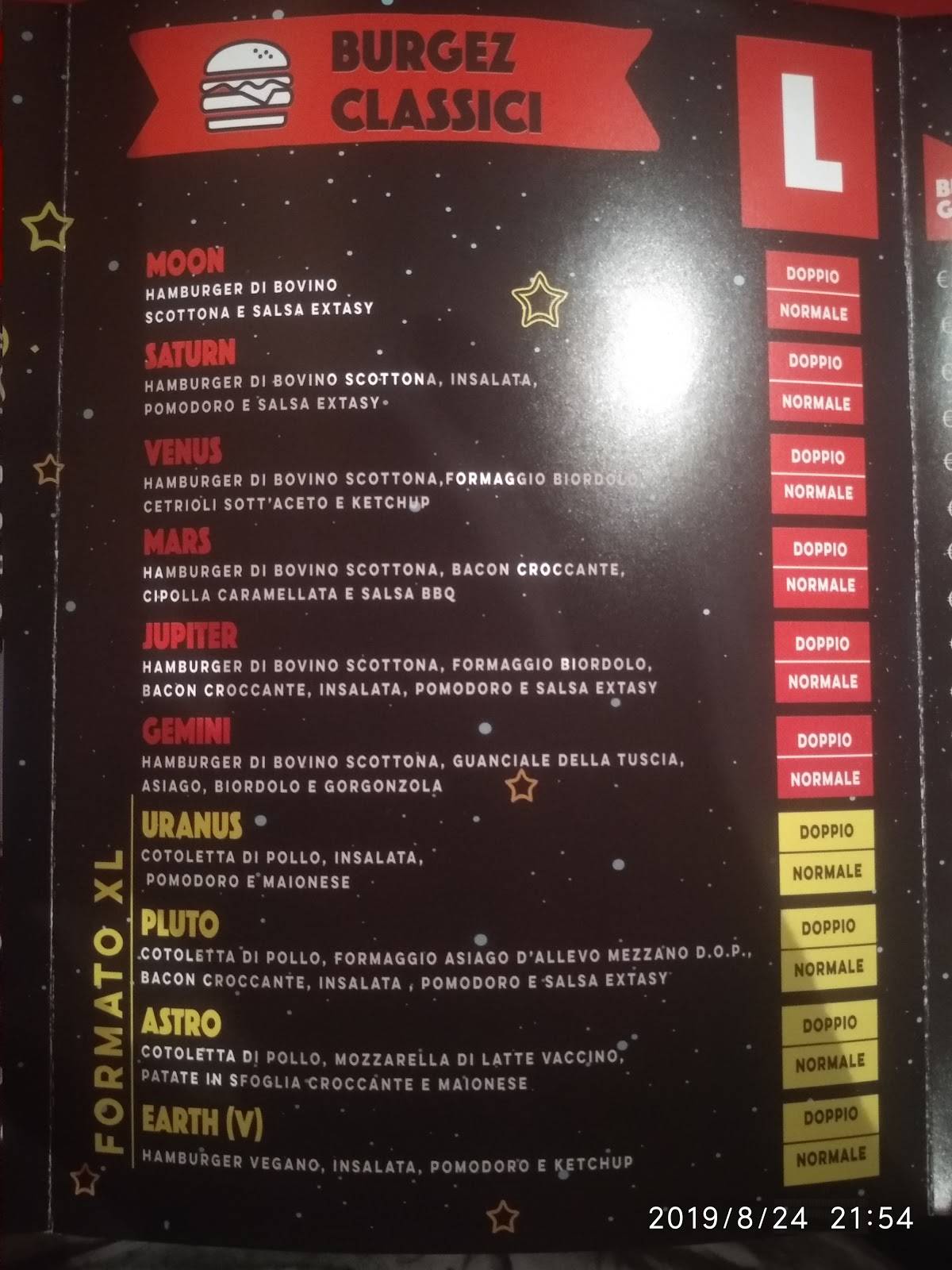 Menu di Extasy Burgez 
