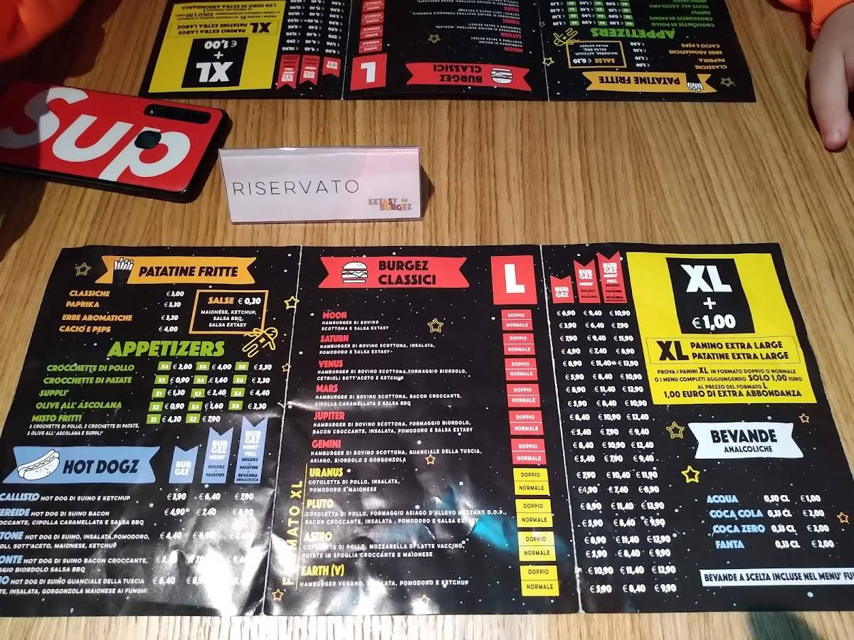 Menu di Extasy Burgez 