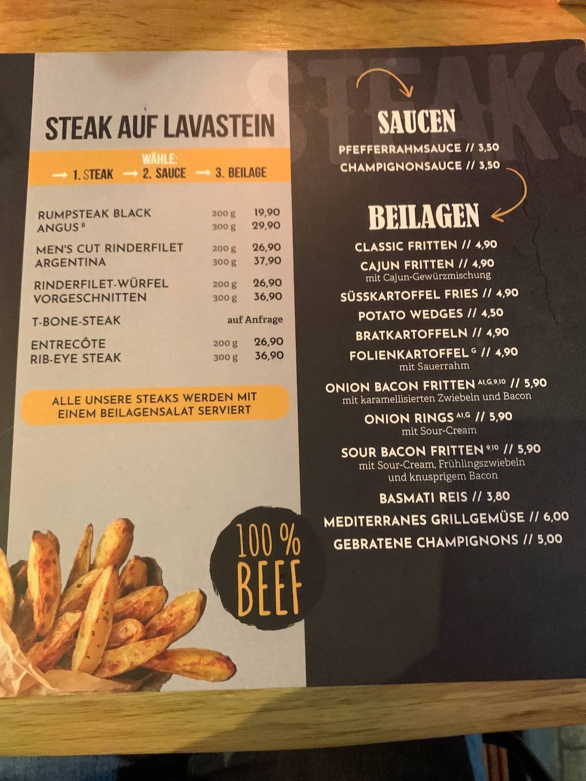 Speisekarte von FRANKIES Steak & Burger Haus steakhaus, Kelsterbach
