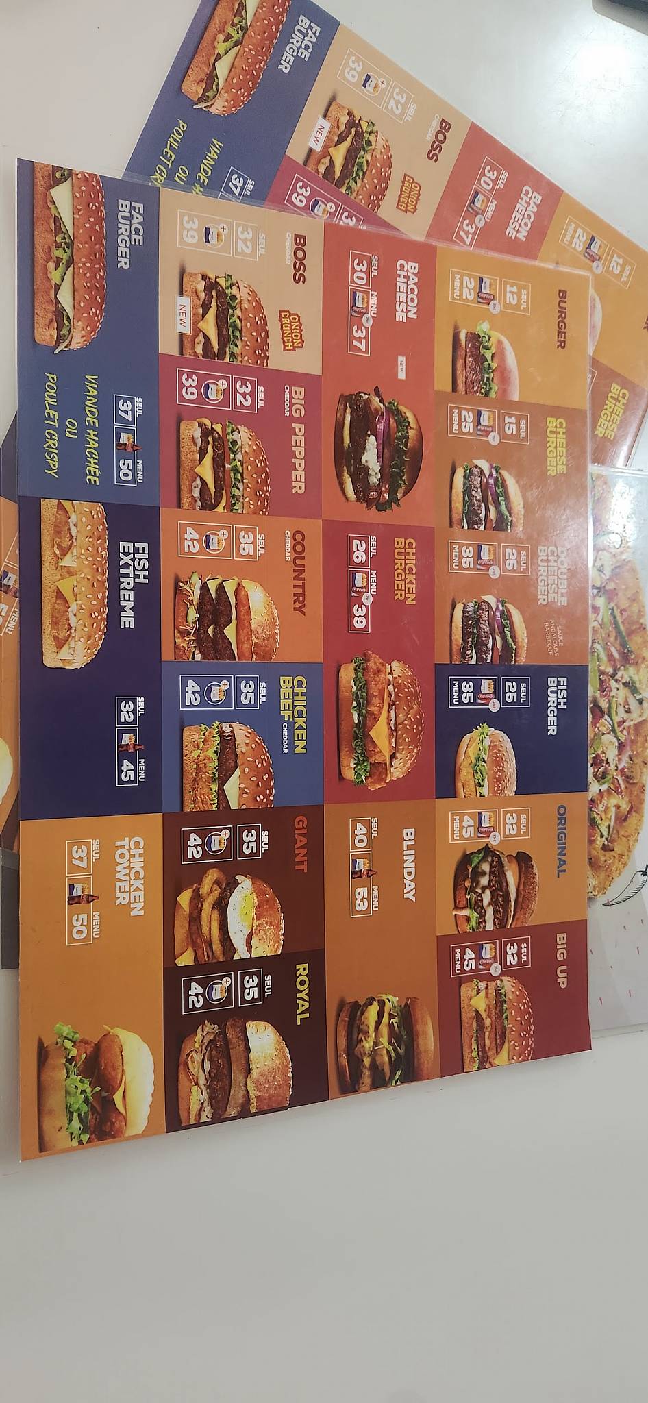 Menu de Faceburger Oqba