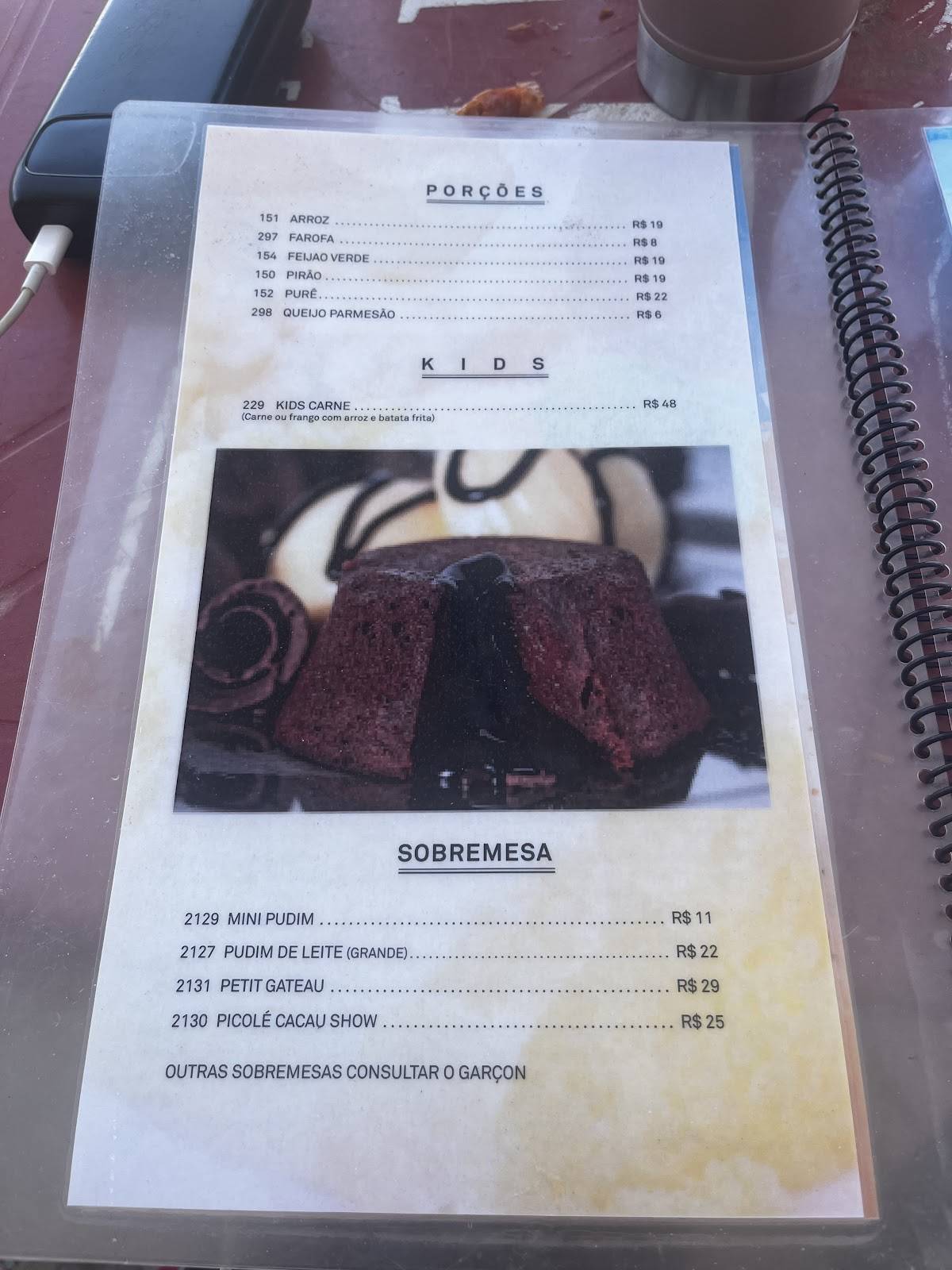 Restaurante Falésias cardápio