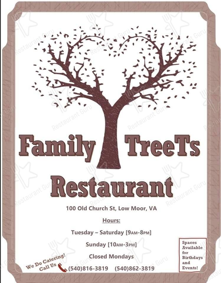Menu at Family TreeT's Cafe, Low Moor