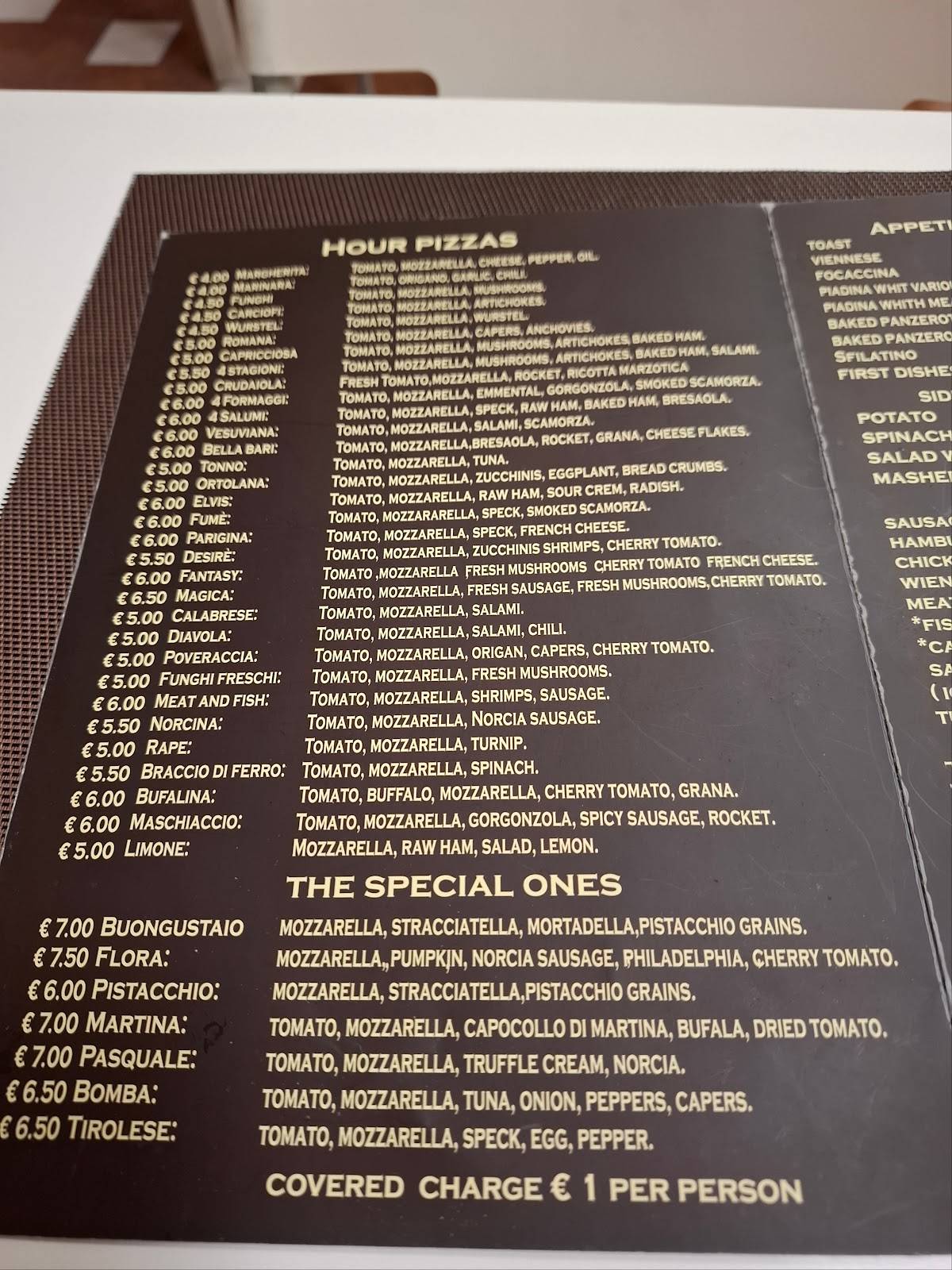Menu di Fantasy Pizza 