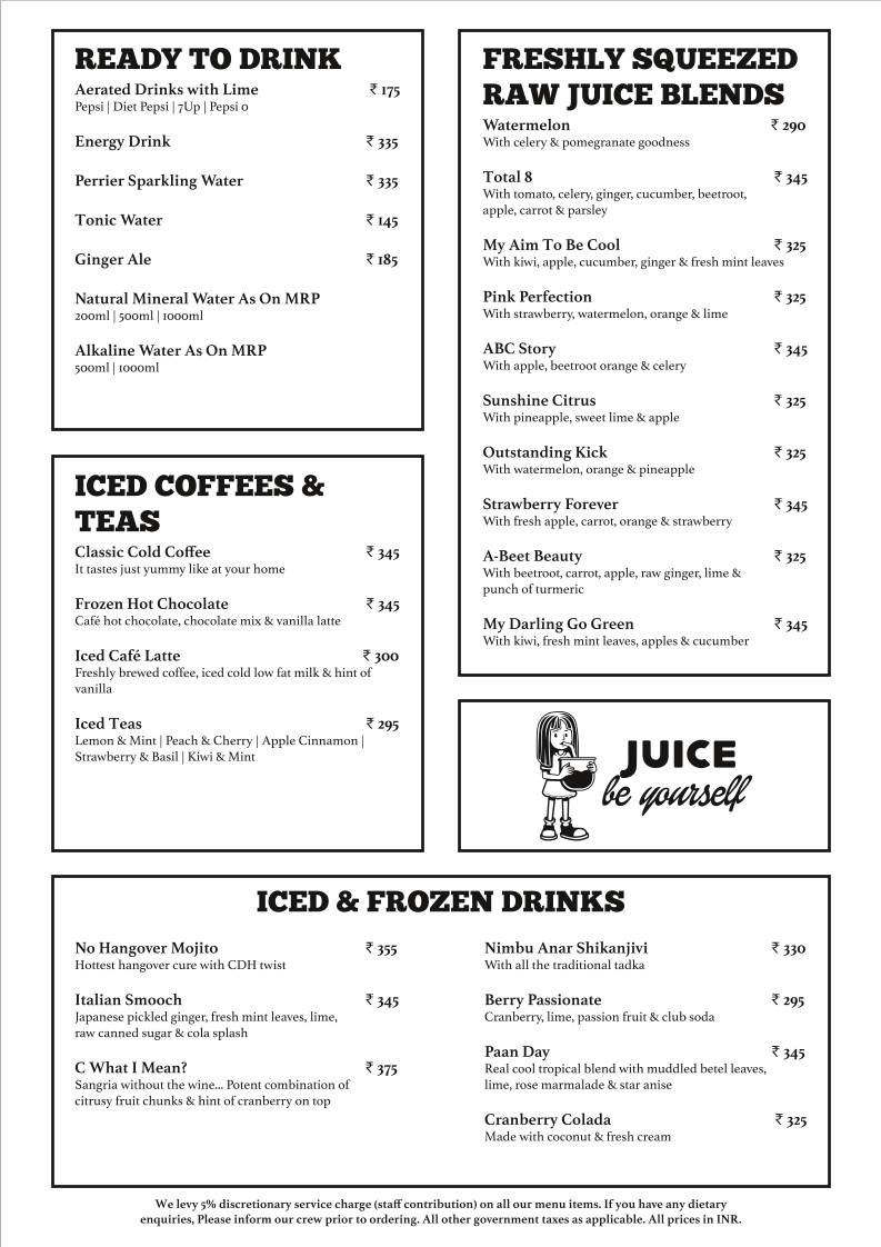 Cafe Delhi Heights menu