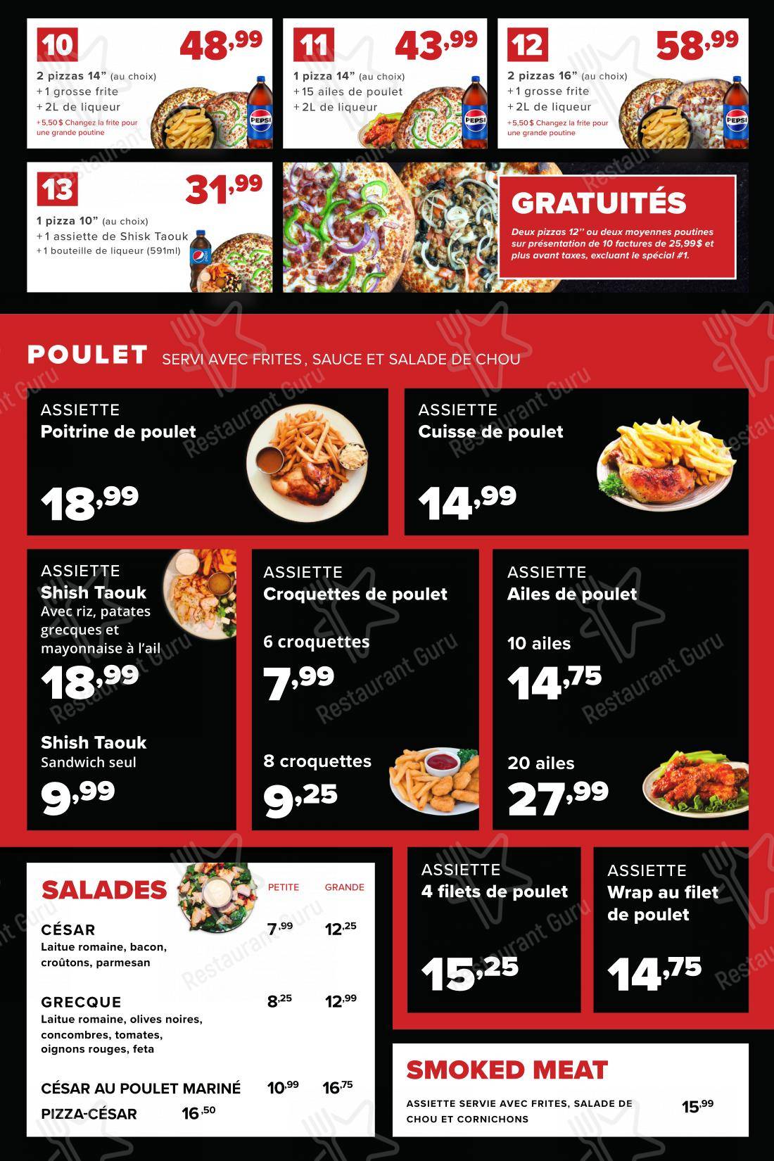 Menu bar pour Farzo Pizza dans Pont-Rouge