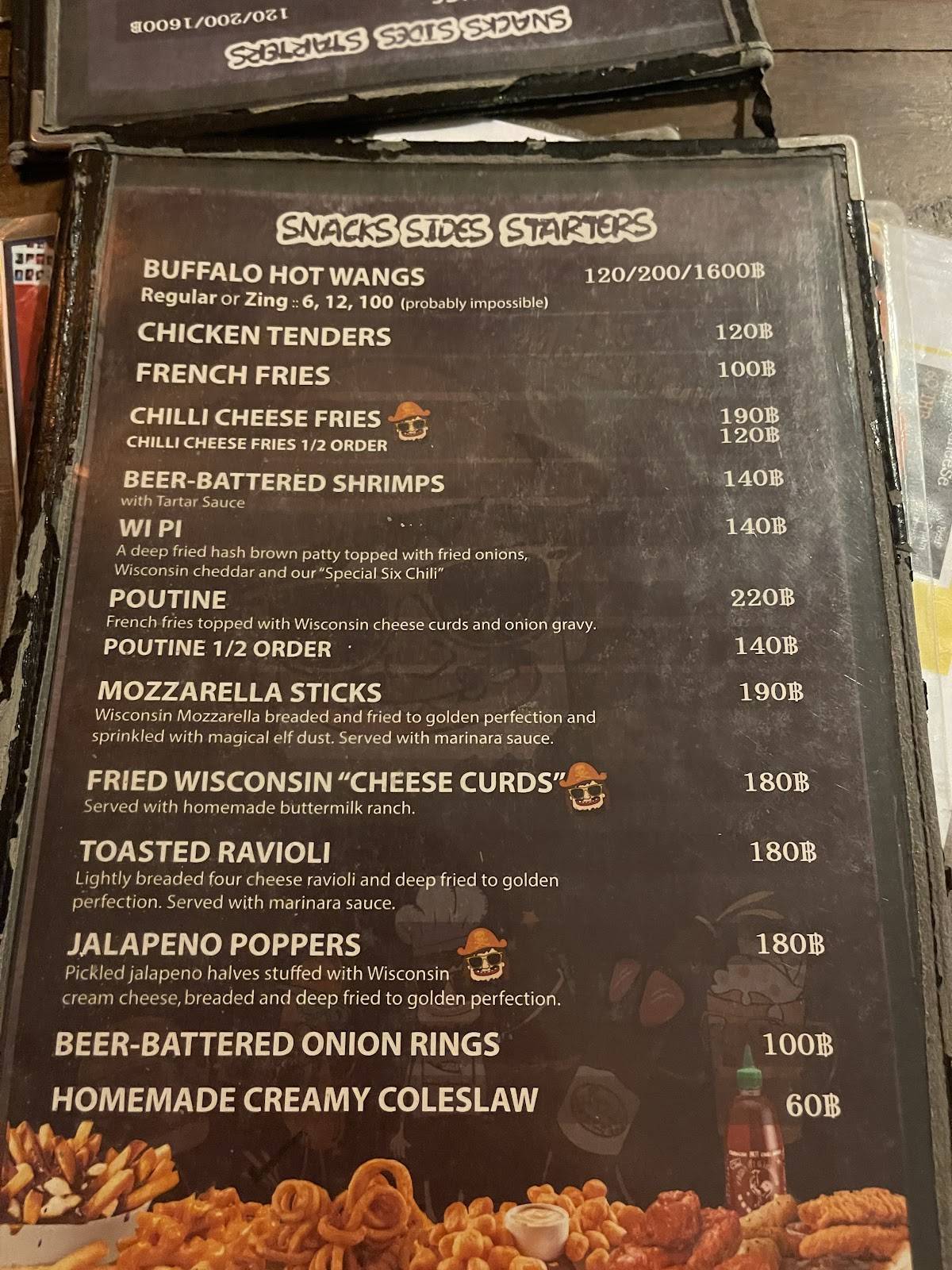 Menu at Fatty's Bar & Diner, Bangkok