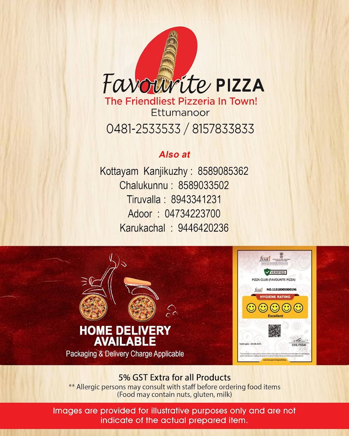 Favourite Pizza menu