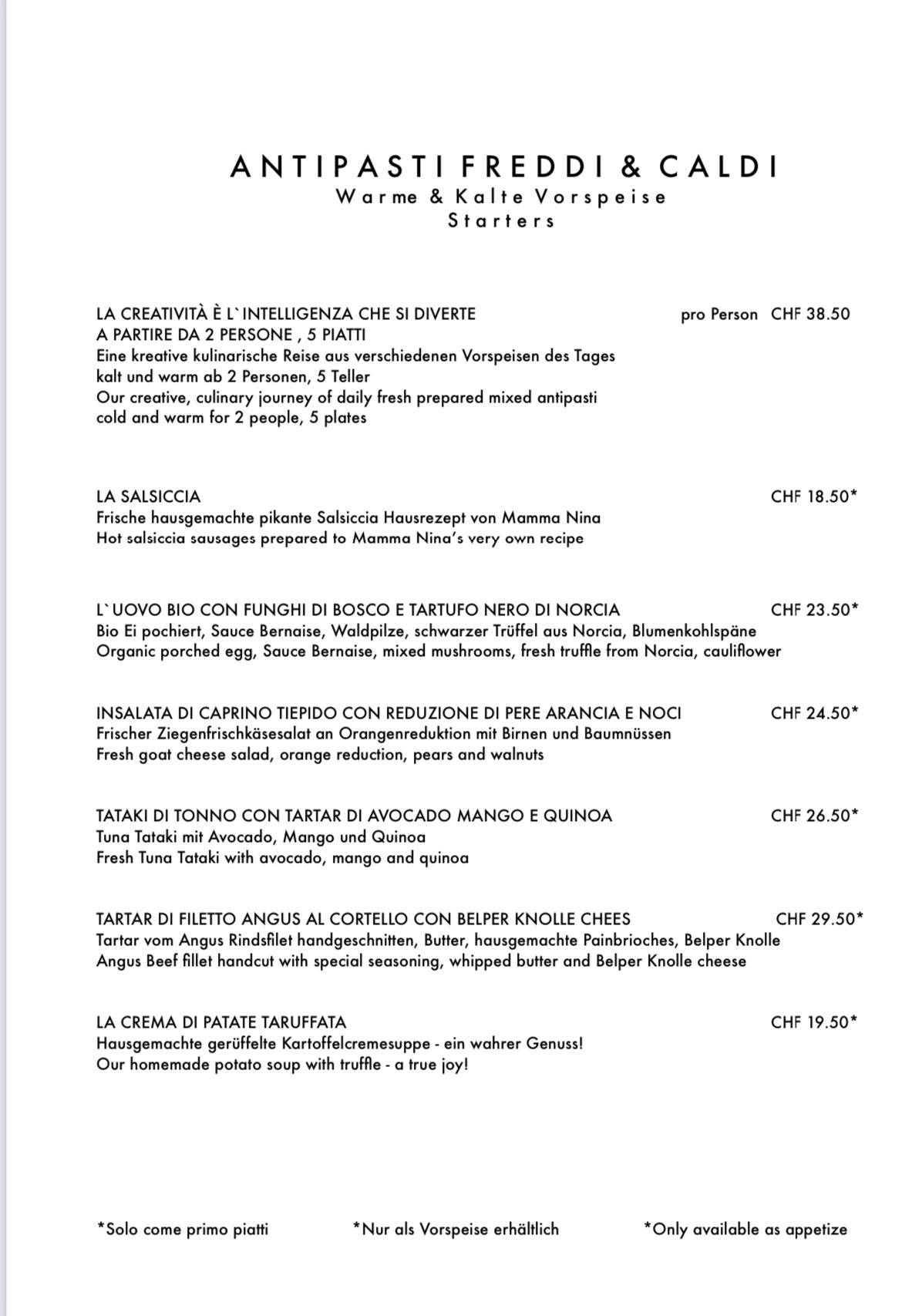 Menu di Mauri's La Casa 