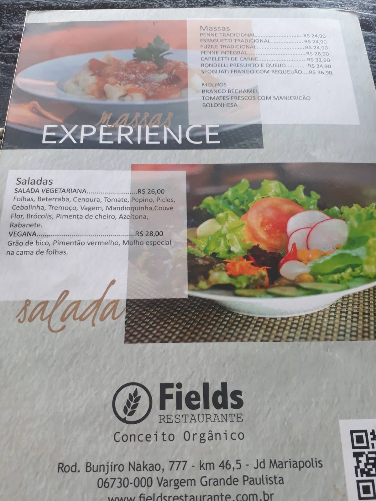 Fields Restaurante & Bar cardápio
