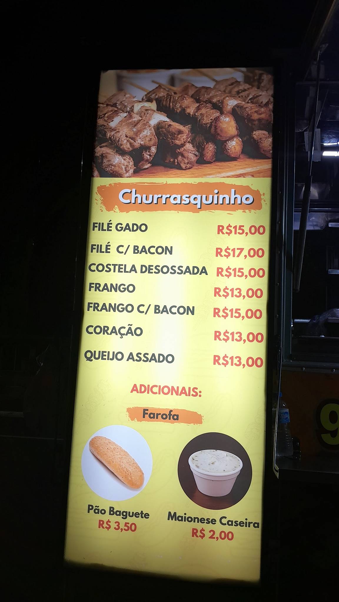 Filé Na Brasa cardápio