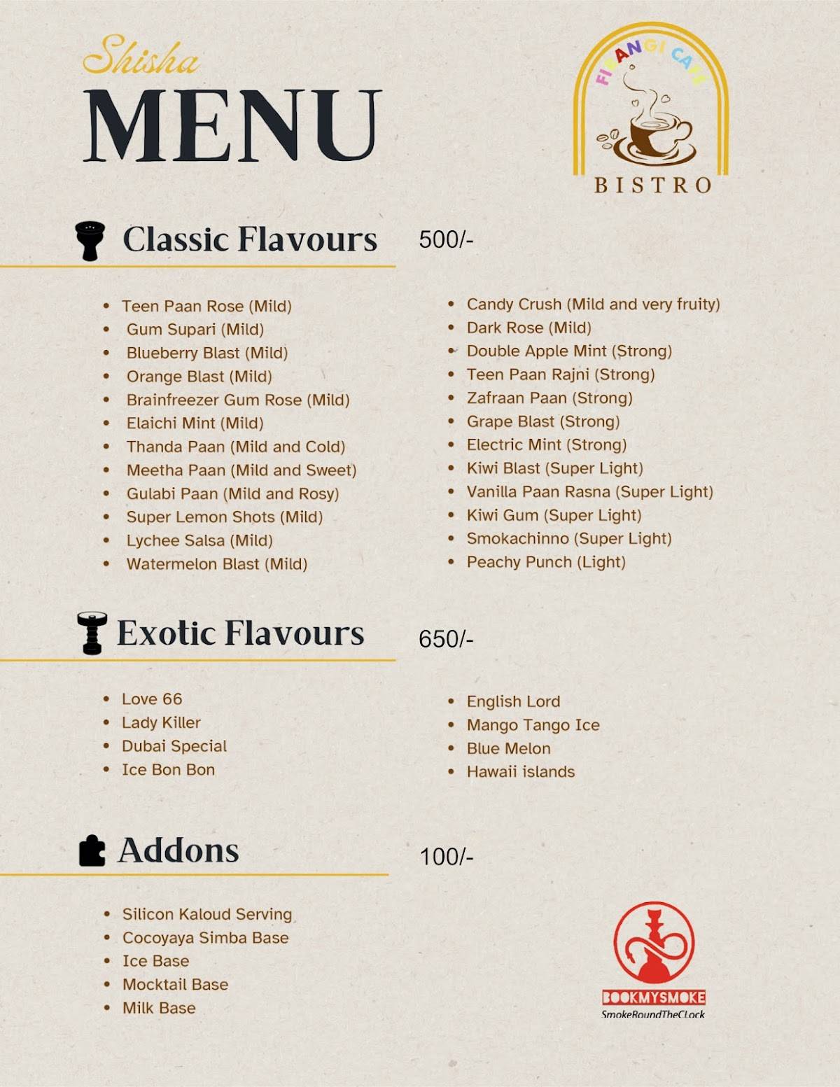 Firangi Cafe menu