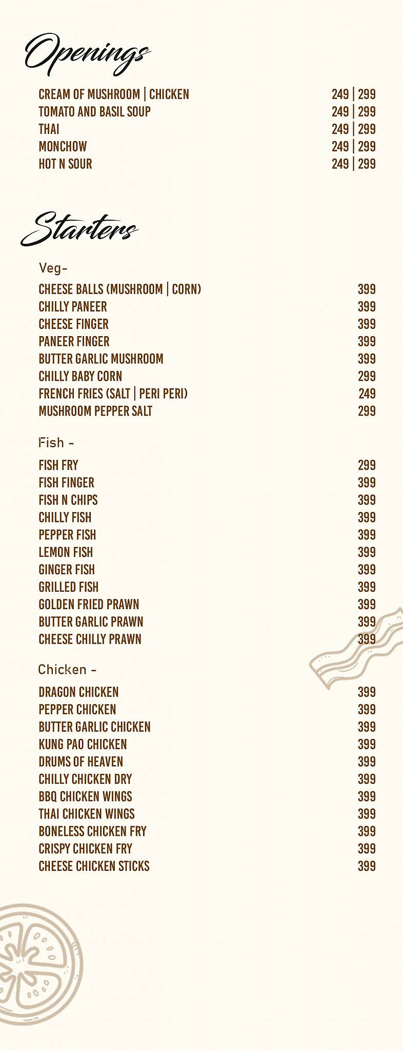 Firangi Cafe menu