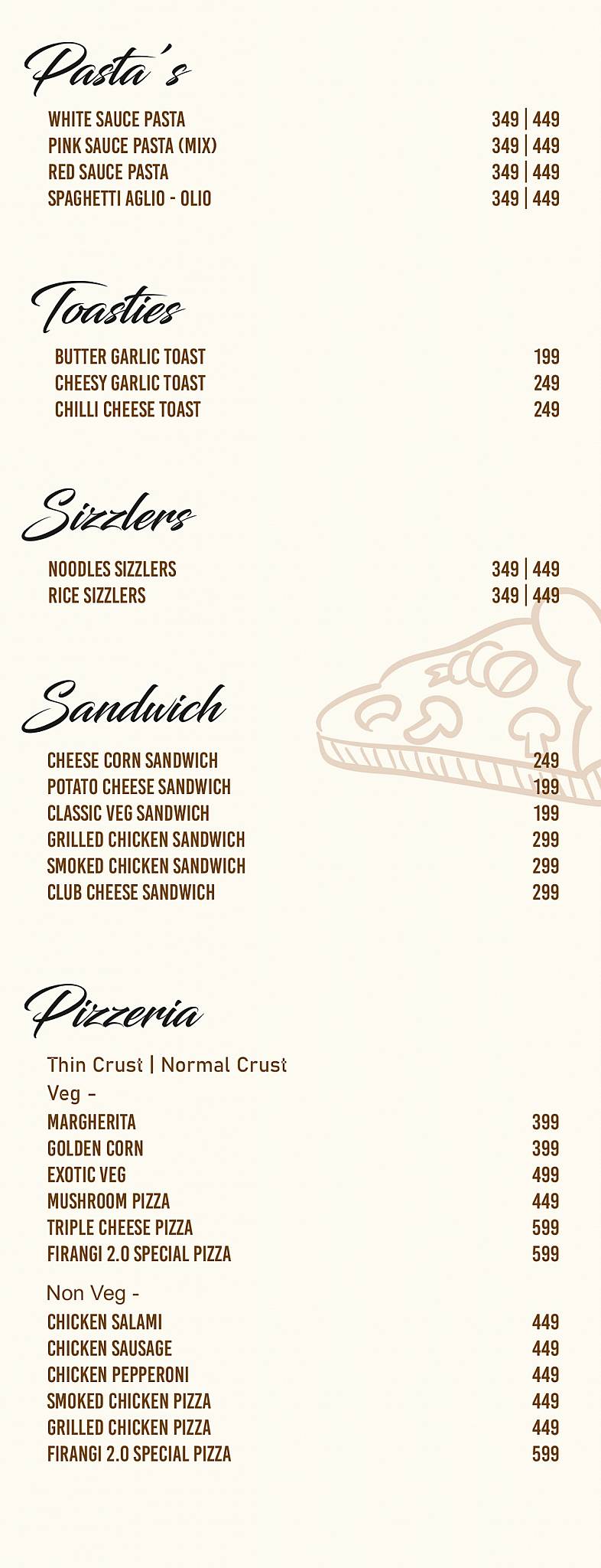 Firangi Cafe menu