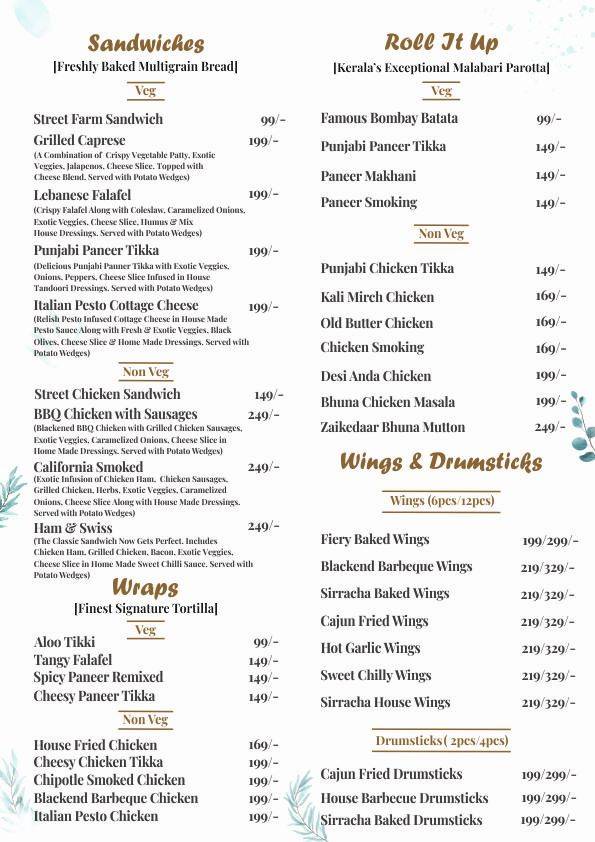 Flavors menu