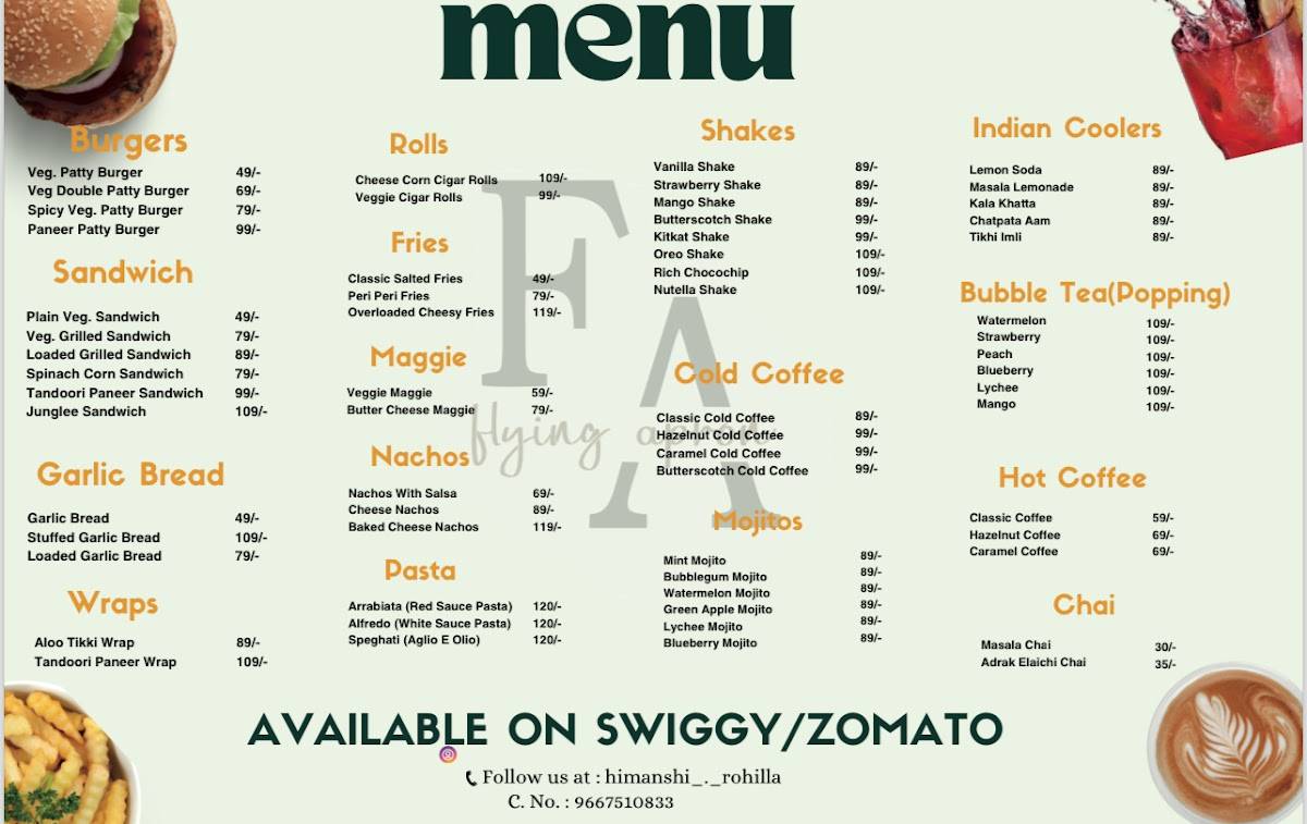 Flying apron menu