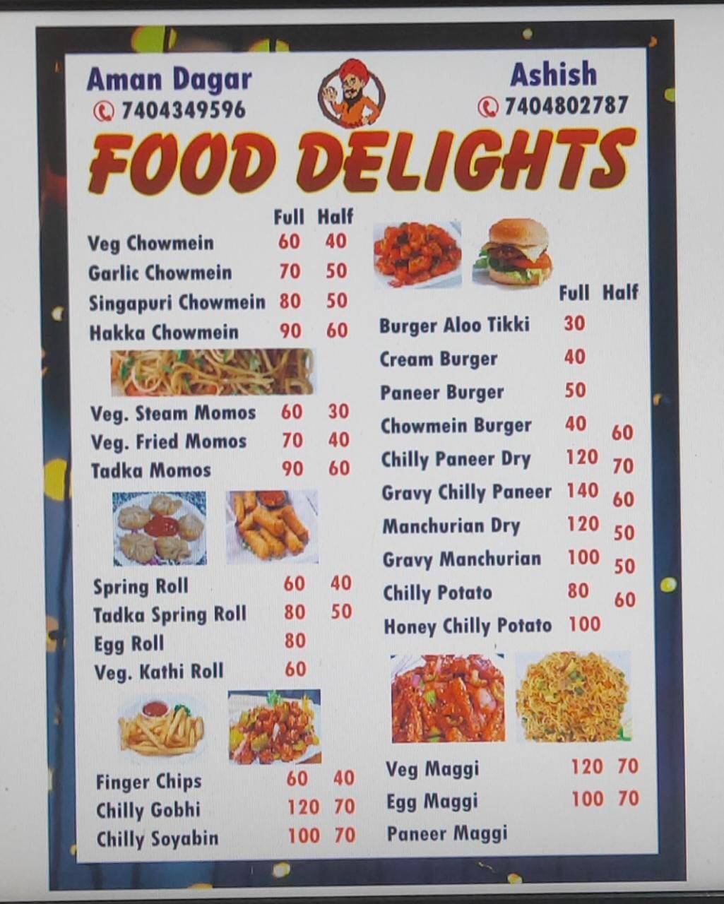 Food Delights menu