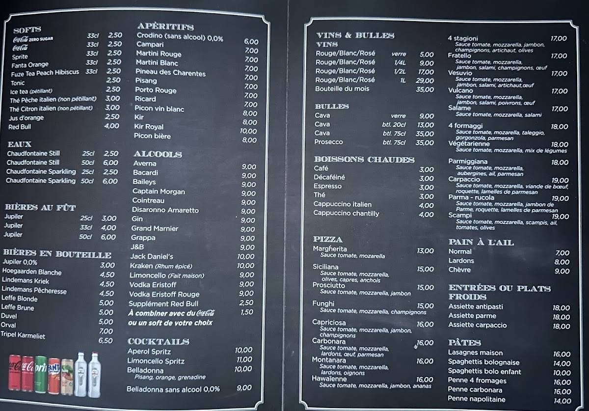 Menu de Fratelli Forest National