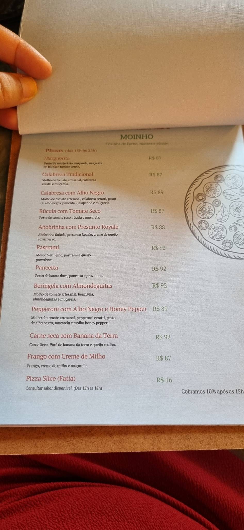Forneria Moinho cardápio