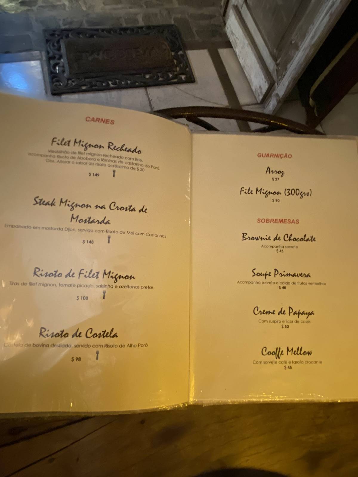 Francisco Risoteria cardápio
