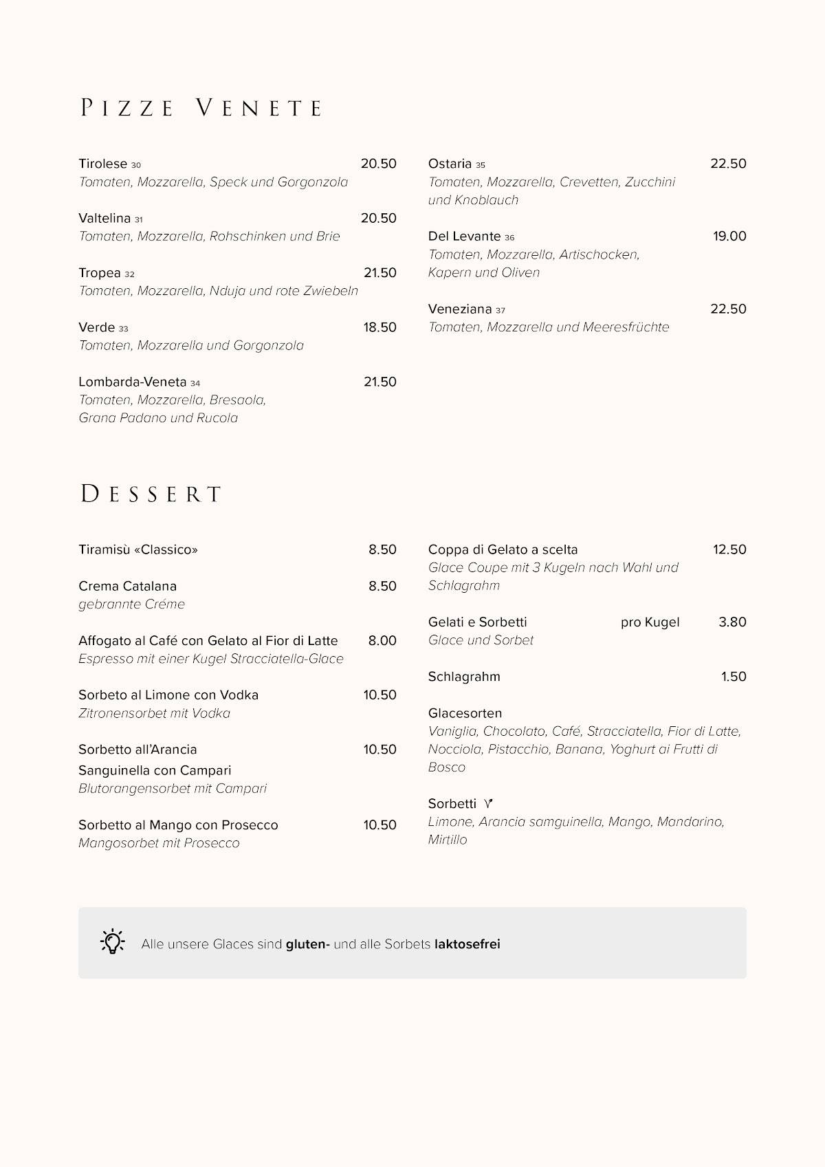 Menu di Pizzeria Löwen 