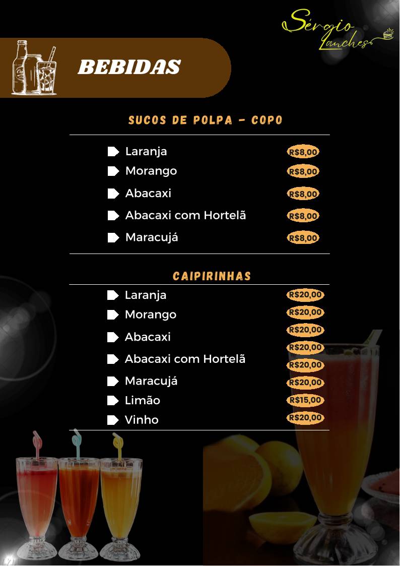 Sérgio Lanches cardápio