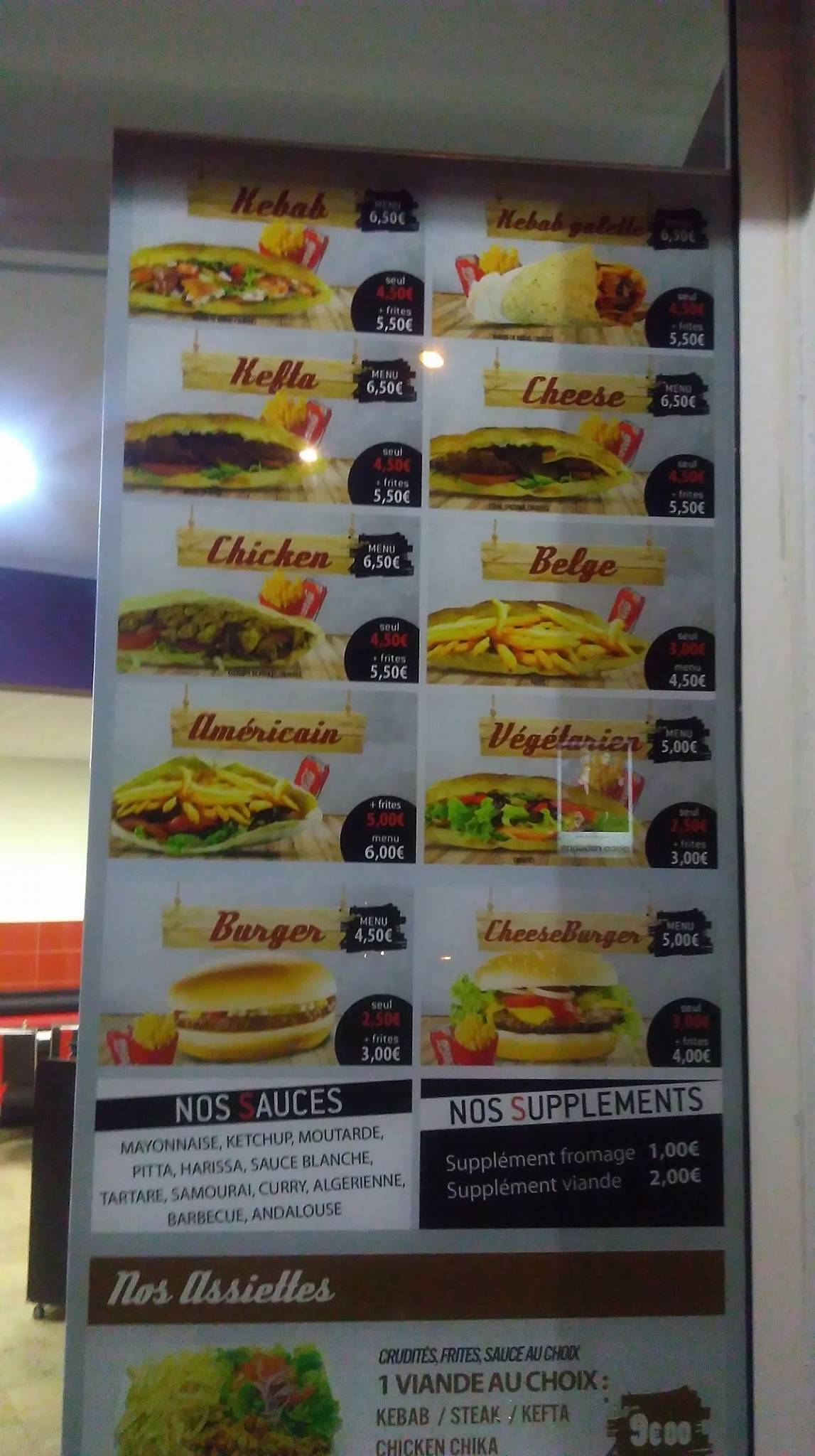 Menu de Friends Kebab