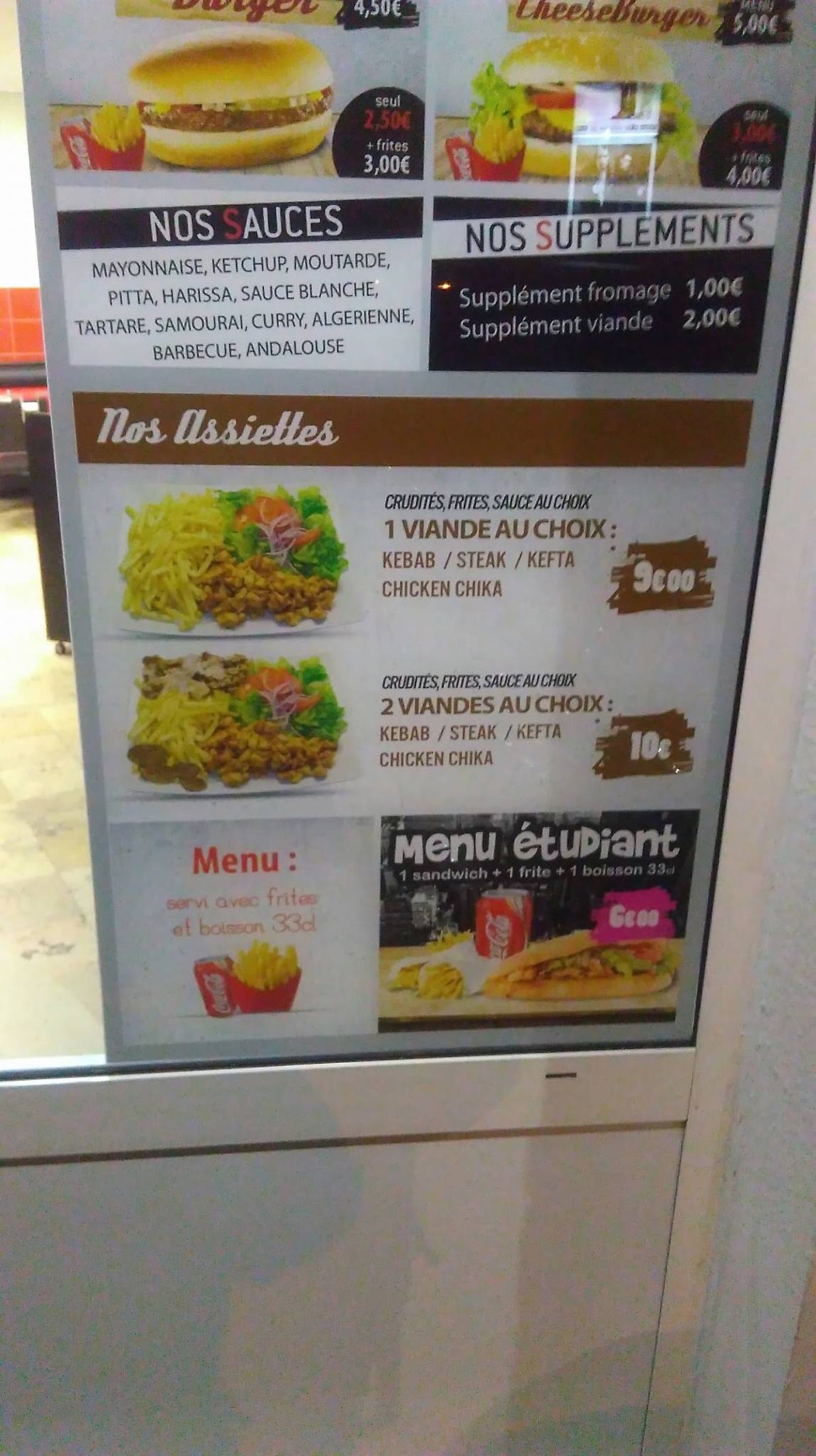 Menu de Friends Kebab