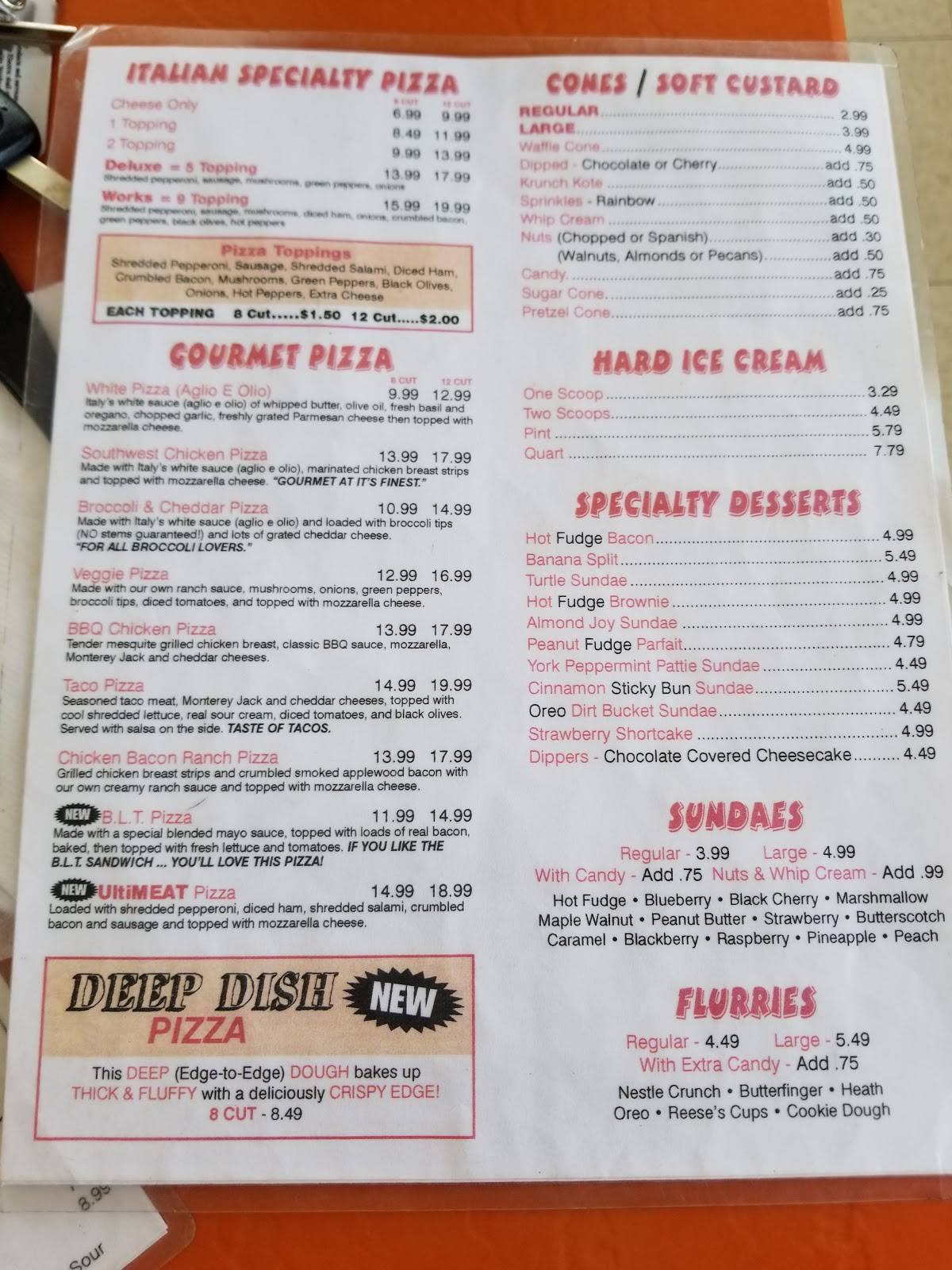 Carta de Frozen Dee-Lite Cafe, Parkman