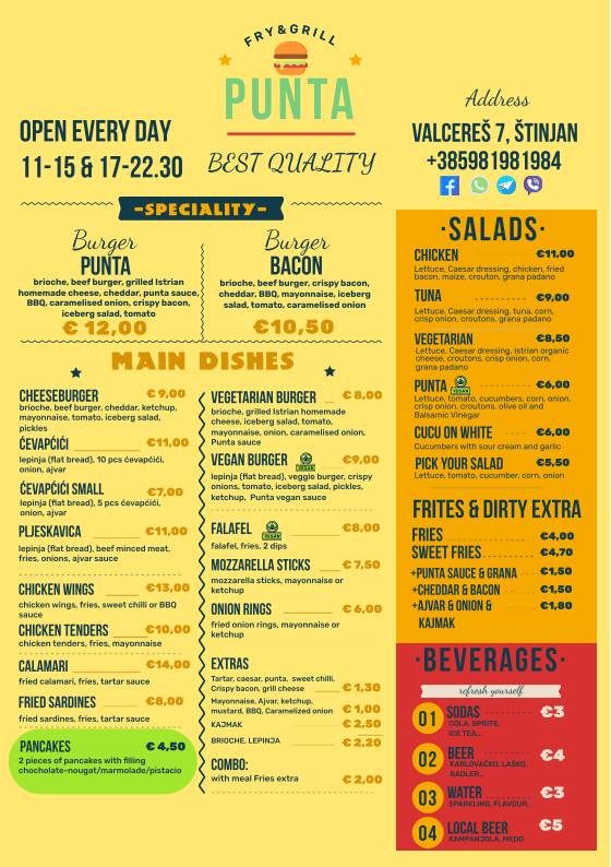 Menu di Fry&Grill Punta 