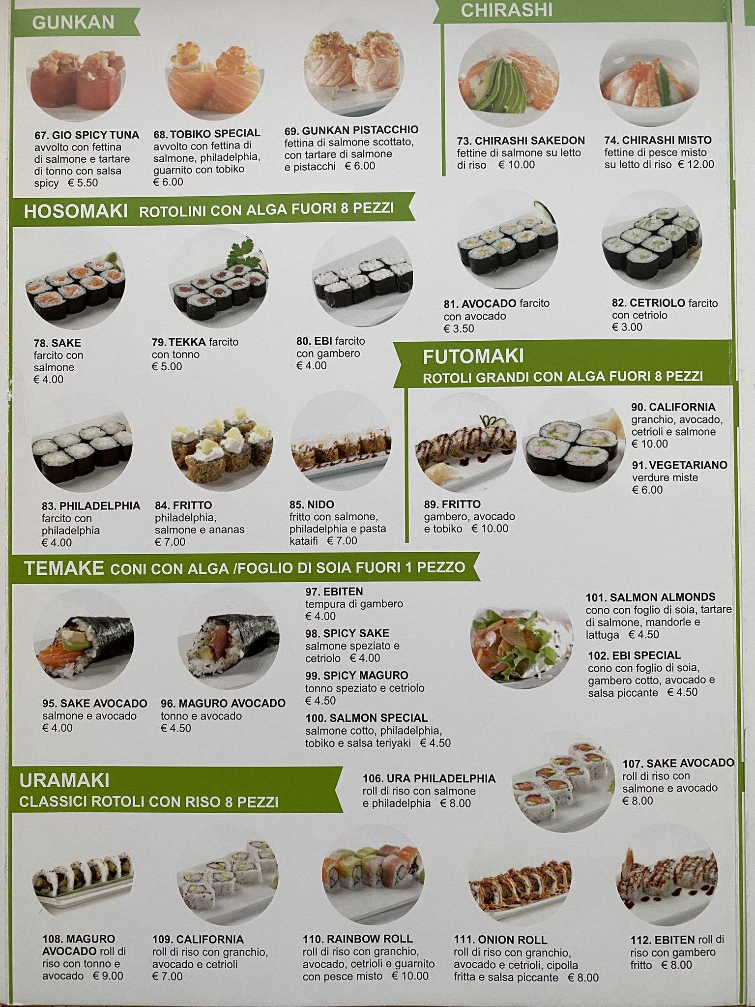 Menu di Fumi - Ristorante Cinese Giapponese - Castellamonte 