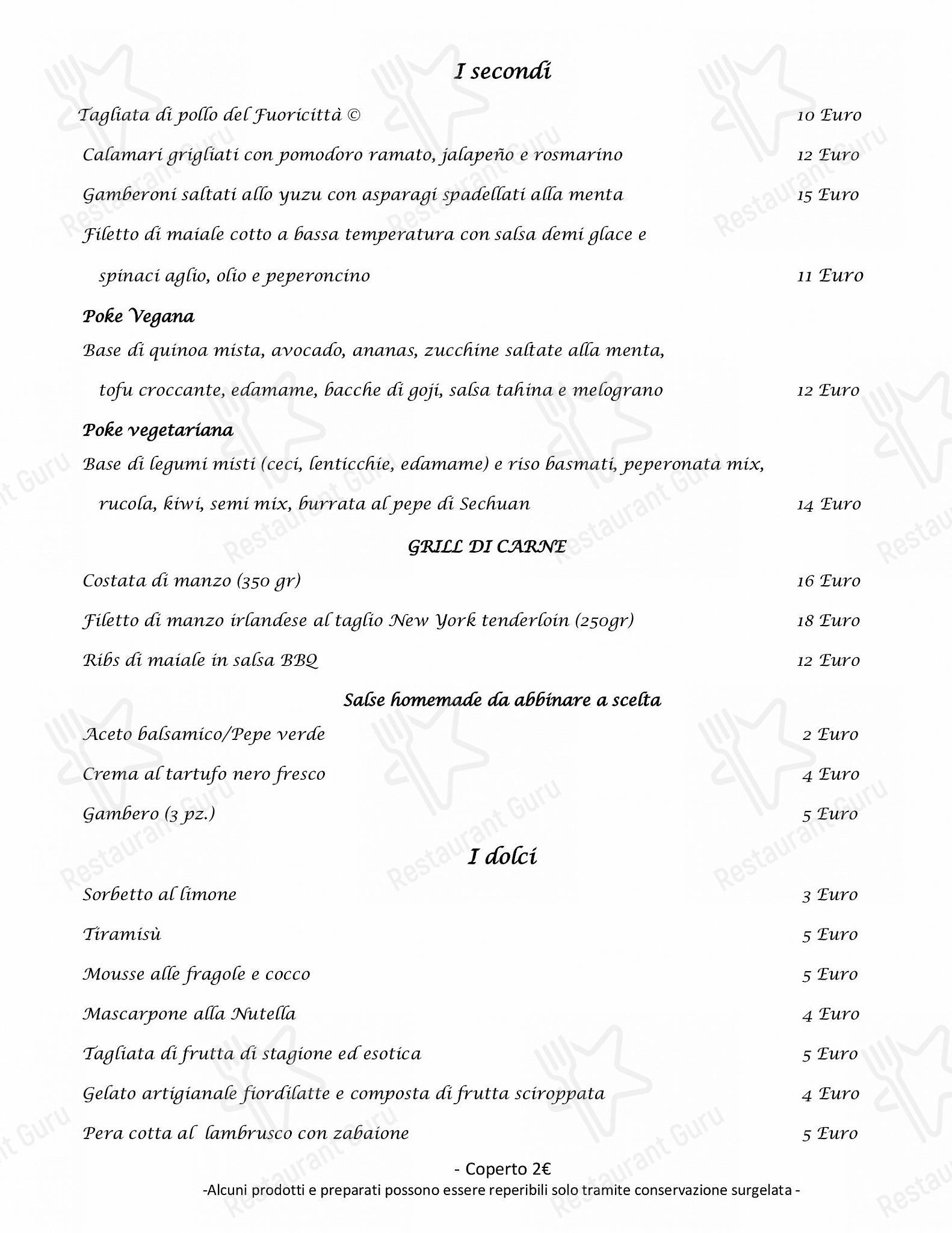 FUORICITTÀ - COUNTRY CLUB in Marzaglia - 菜单