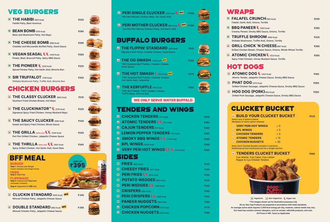 GOOD FLIPPIN' BURGERS menu