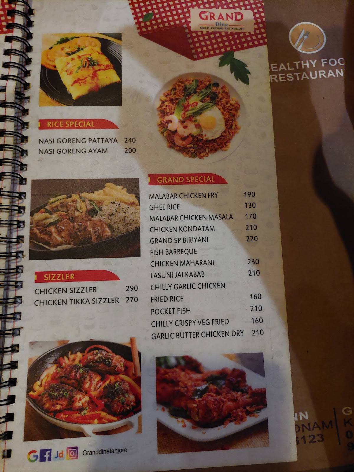 GRAND DINE Multi Cuisine Restaurant menu